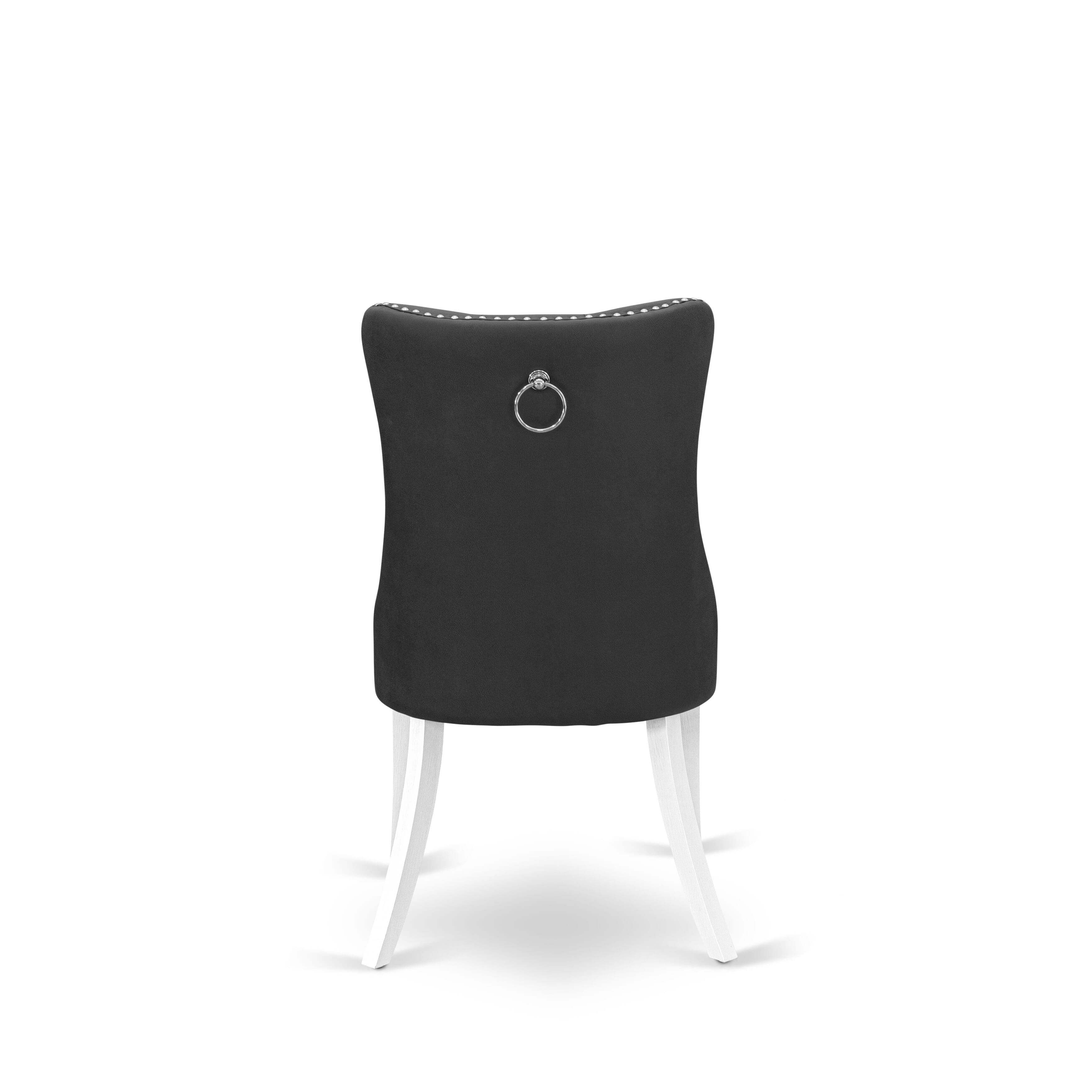 East West Furniture DAPHF26 Dallas Parsons Dining Chairs - Button Tufted Nailhead Trim Burgundy faux Leather Padded Chairs, Set of 2, Wirebrushed Bright Linen white