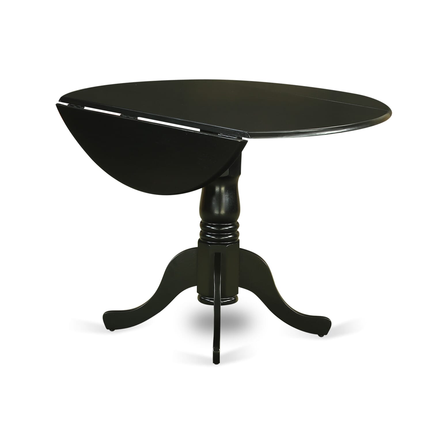 East West Furniture DLX13-BLK-24 -3 Pieces Dining Set Includes a Round Kitchen Table, 2 Stackable Dining Chairs, Black