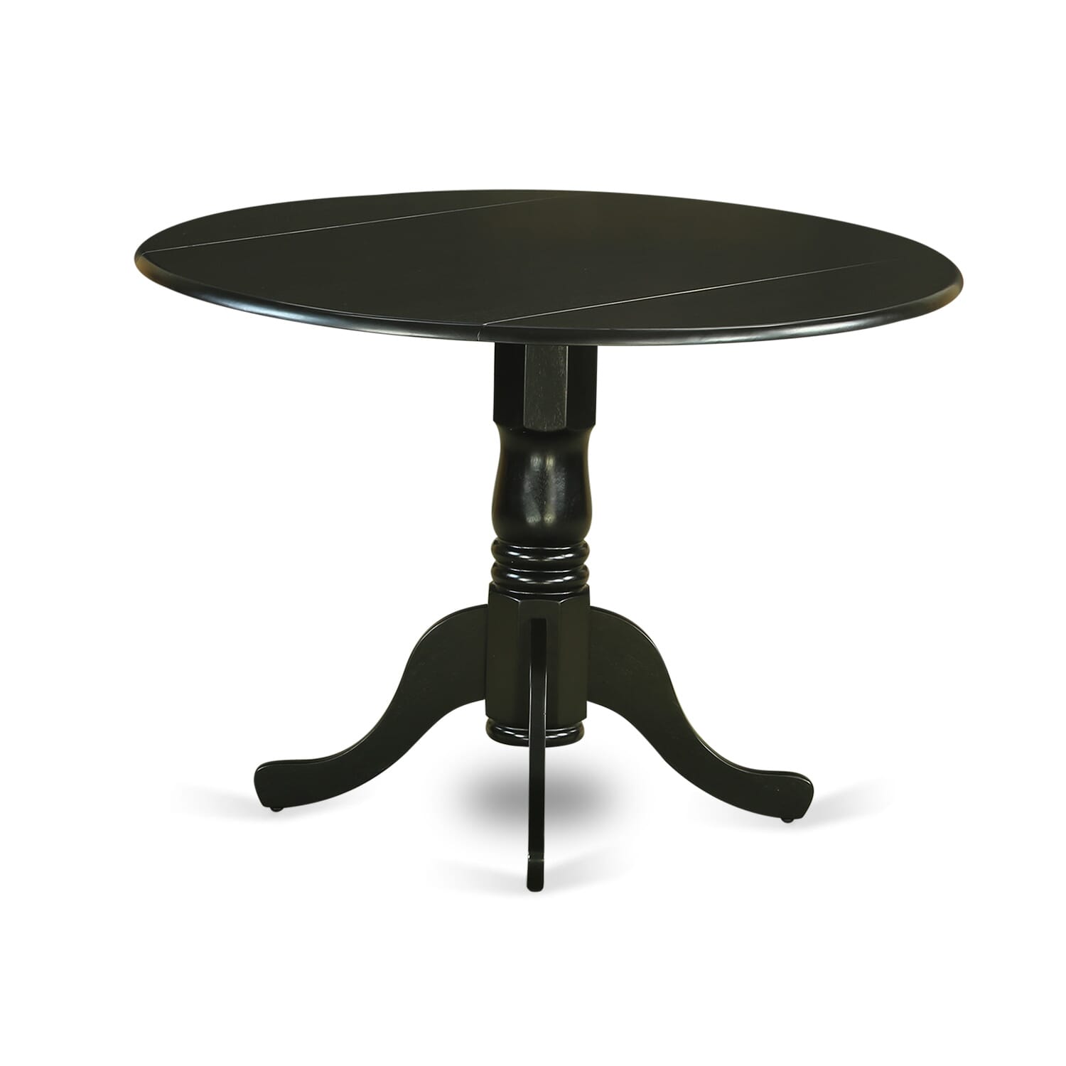 East West Furniture DLX13-BLK-24 -3 Pieces Dining Set Includes a Round Kitchen Table, 2 Stackable Dining Chairs, Black