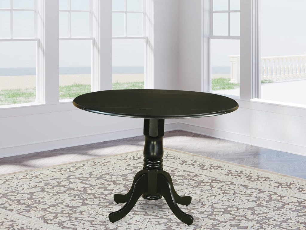 East West Furniture DLAS5-BLK-09 5 Piece Kitchen Table Set contain A Dining Table and 4 Dark Navy Blue Faux Leather Upholstered Dining Chairs with Stylish Back- Black Finish