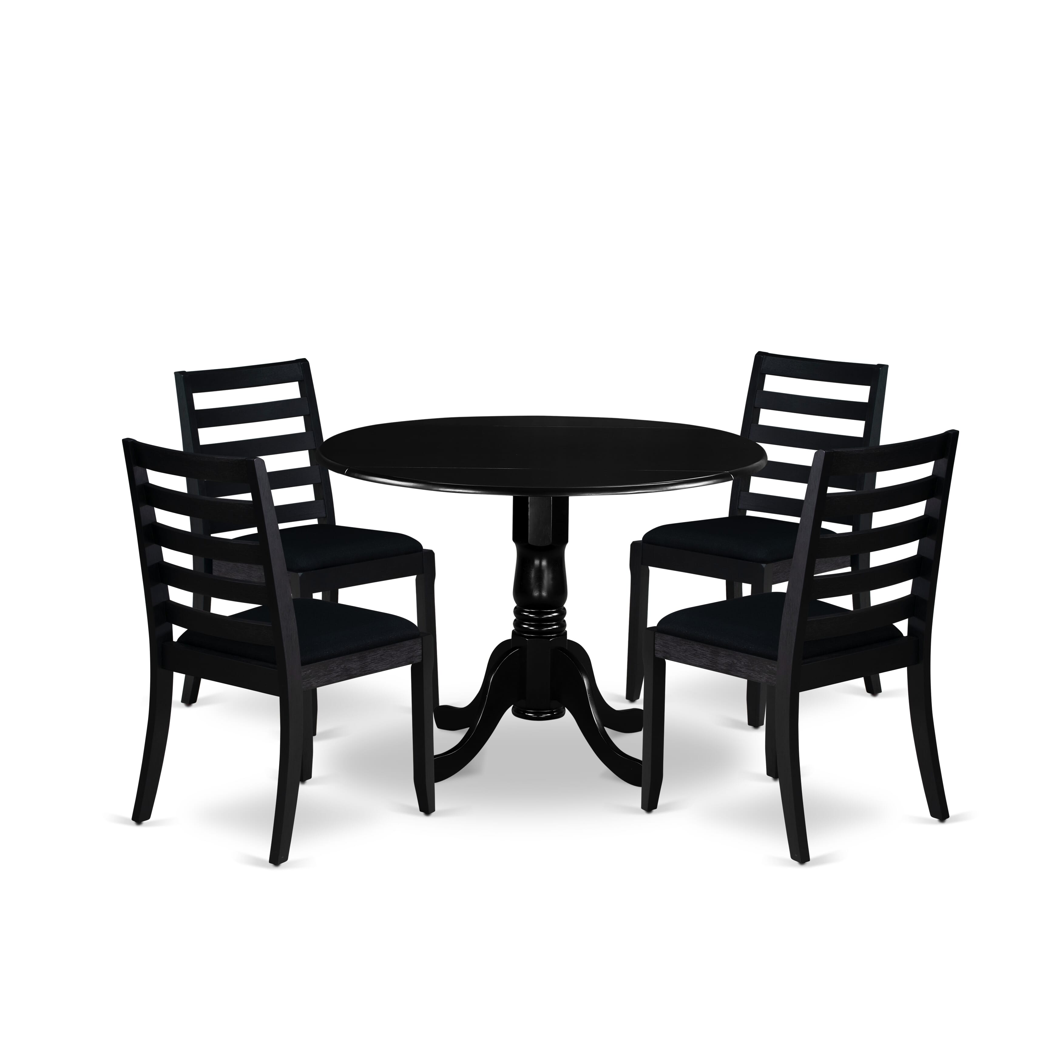 East West Furniture DLX15-BLK-24 -5 Pieces Dining Set Includes a Round Kitchen Table, 4 Stackable Dining Chairs, Black