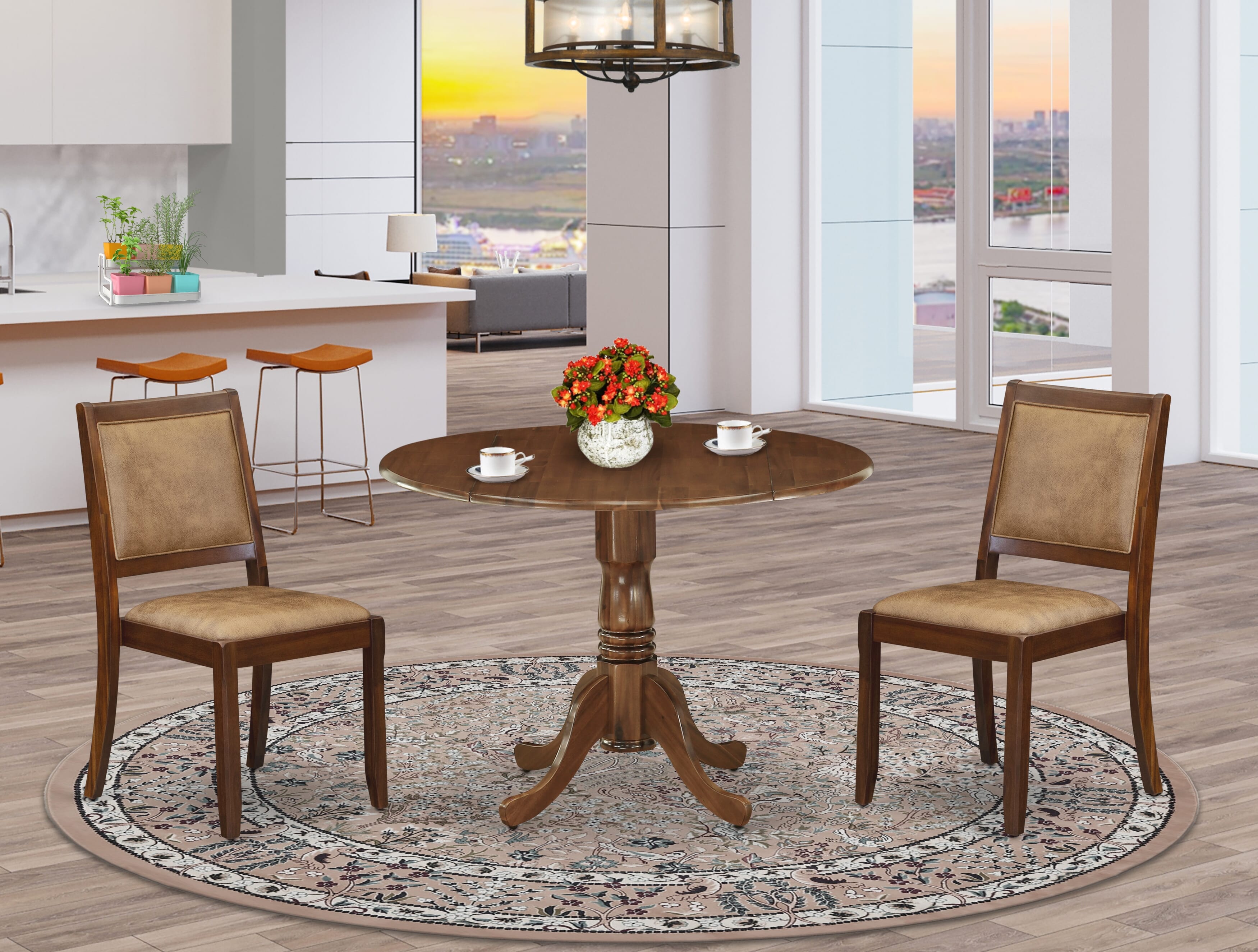 East West Furniture DLX15-BLK-24 -5 Pieces Dining Set Includes a Round Kitchen Table, 4 Stackable Dining Chairs, Black