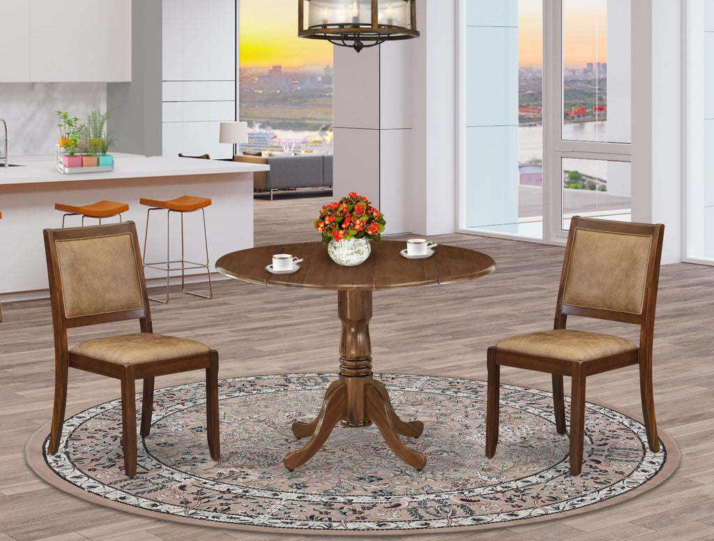 East West Furniture DLX15-BLK-24 -5 Piece Dining Set Includes a Round Kitchen Table with Black Tabletop and 4 Stackable Linen Fabric Chairs