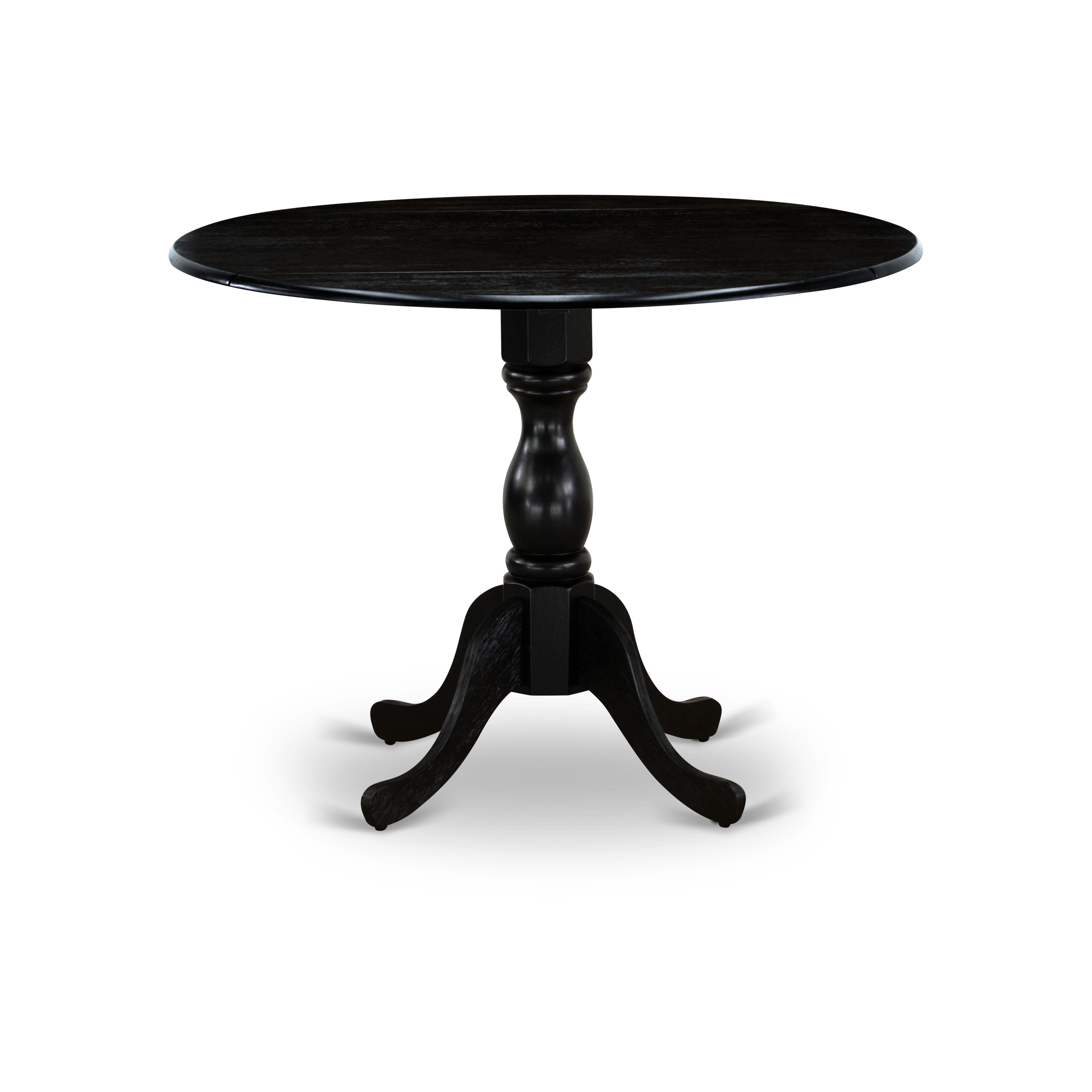 East West Furniture DMX13-ABK-24 -3 Piece Dining Set Includes a Round Table & 2 Stackable Linen Fabric Chairs, Wire Brushed Black