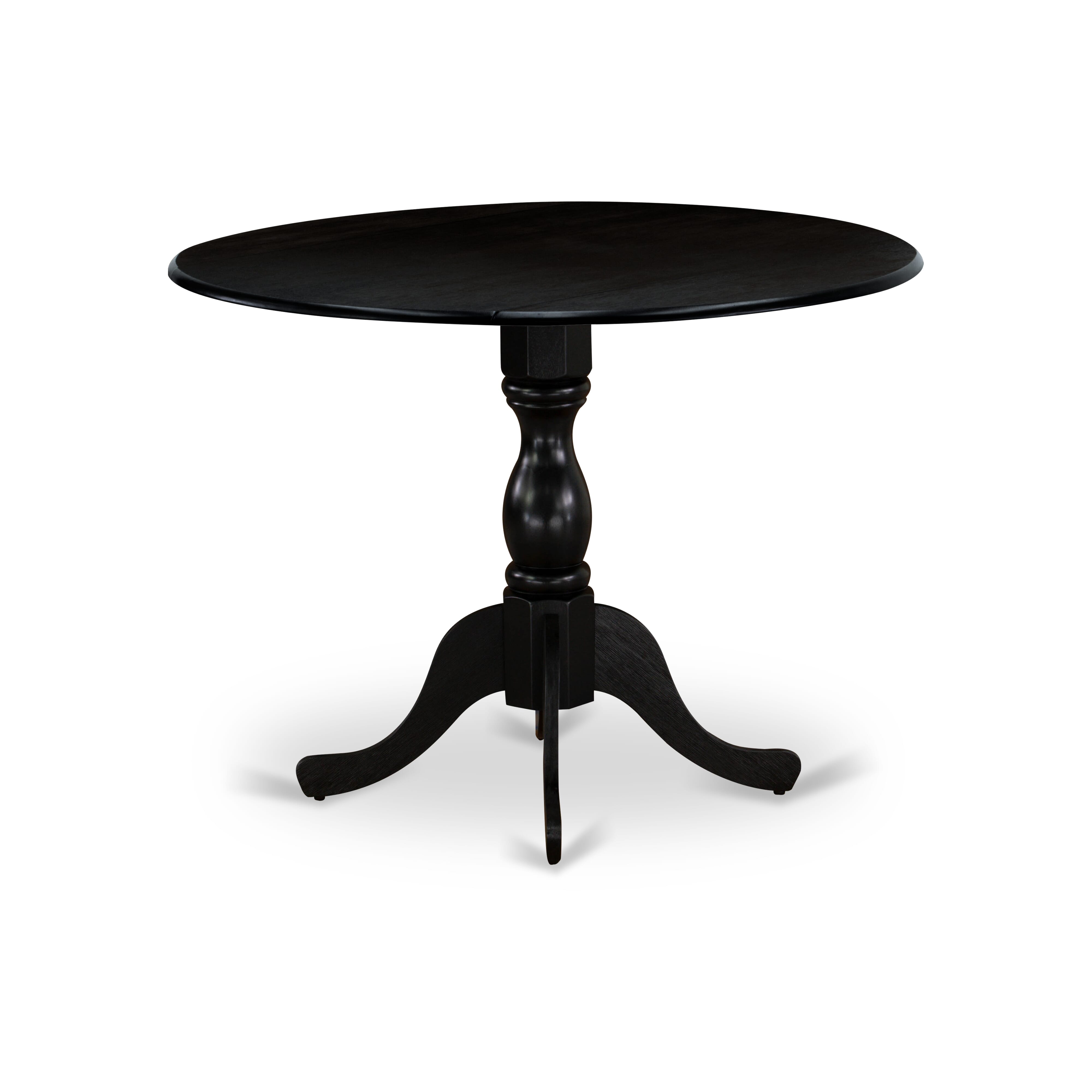 East West Furniture DMX25-ABK-30 -5 Piece Dining Set Includes a Round Table & 4 Stackable Faux Leather Fabric Chairs, Wire Brushed Black