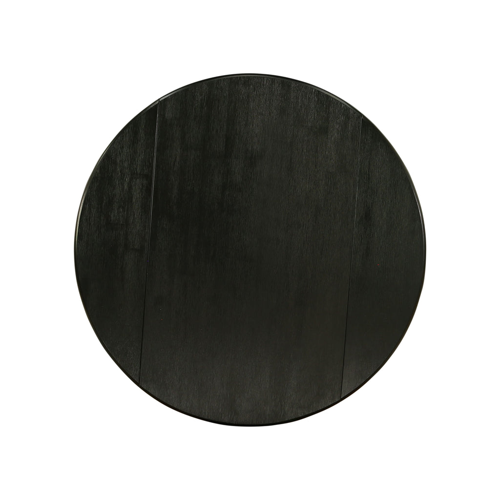 Juego de comedor East West Furniture DMX23-ABK-30 de 3 piezas. Incluye una mesa de cocina redonda con tablero negro cepillado y 2 sillas apilables de piel sintética.