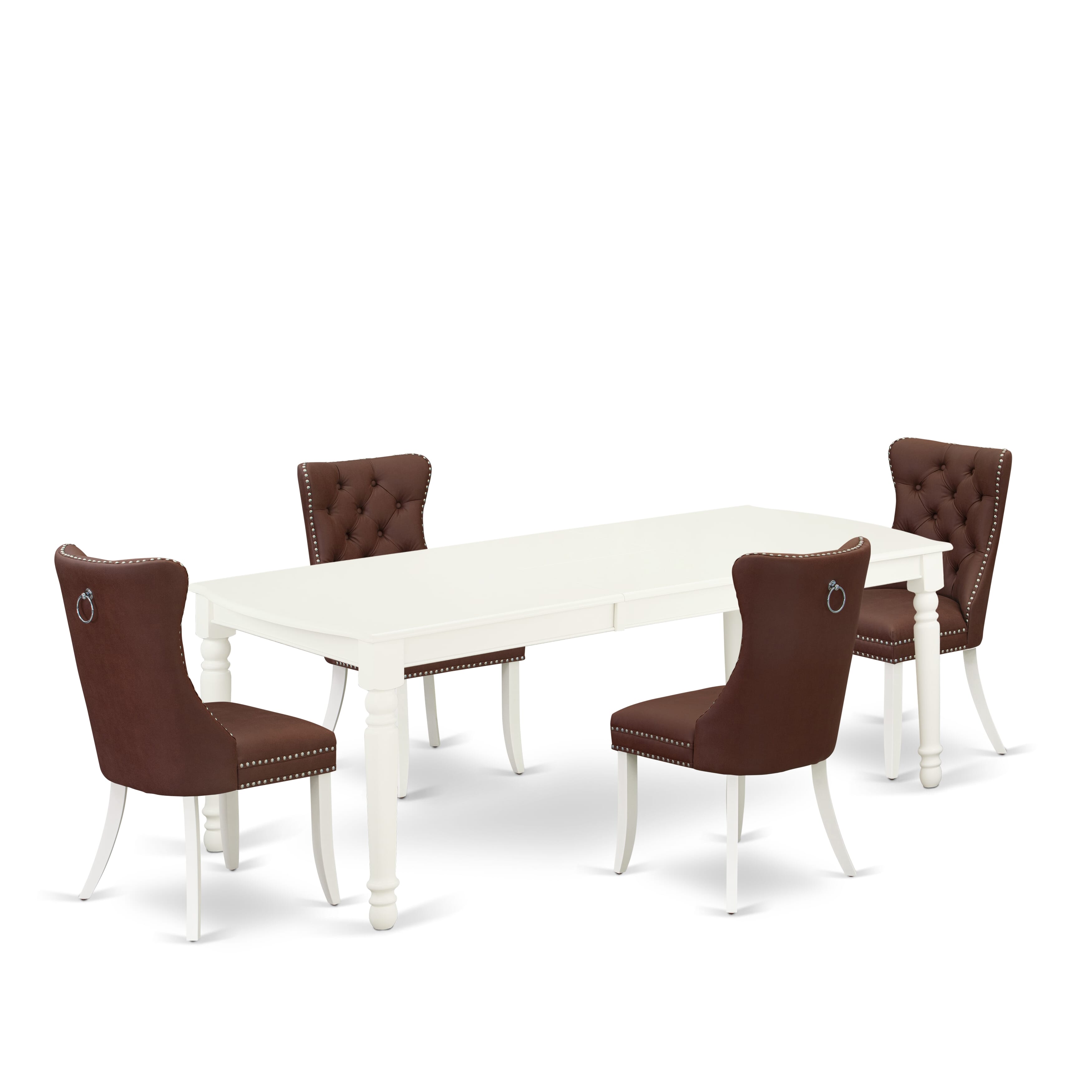 East West Furniture DODA5-LWH-26 5 Piece Dining Set Includes a Rectangle Kitchen Table with Removable leaf and 4 Upholstered Parson Chairs, 42x78 Inch, linen white