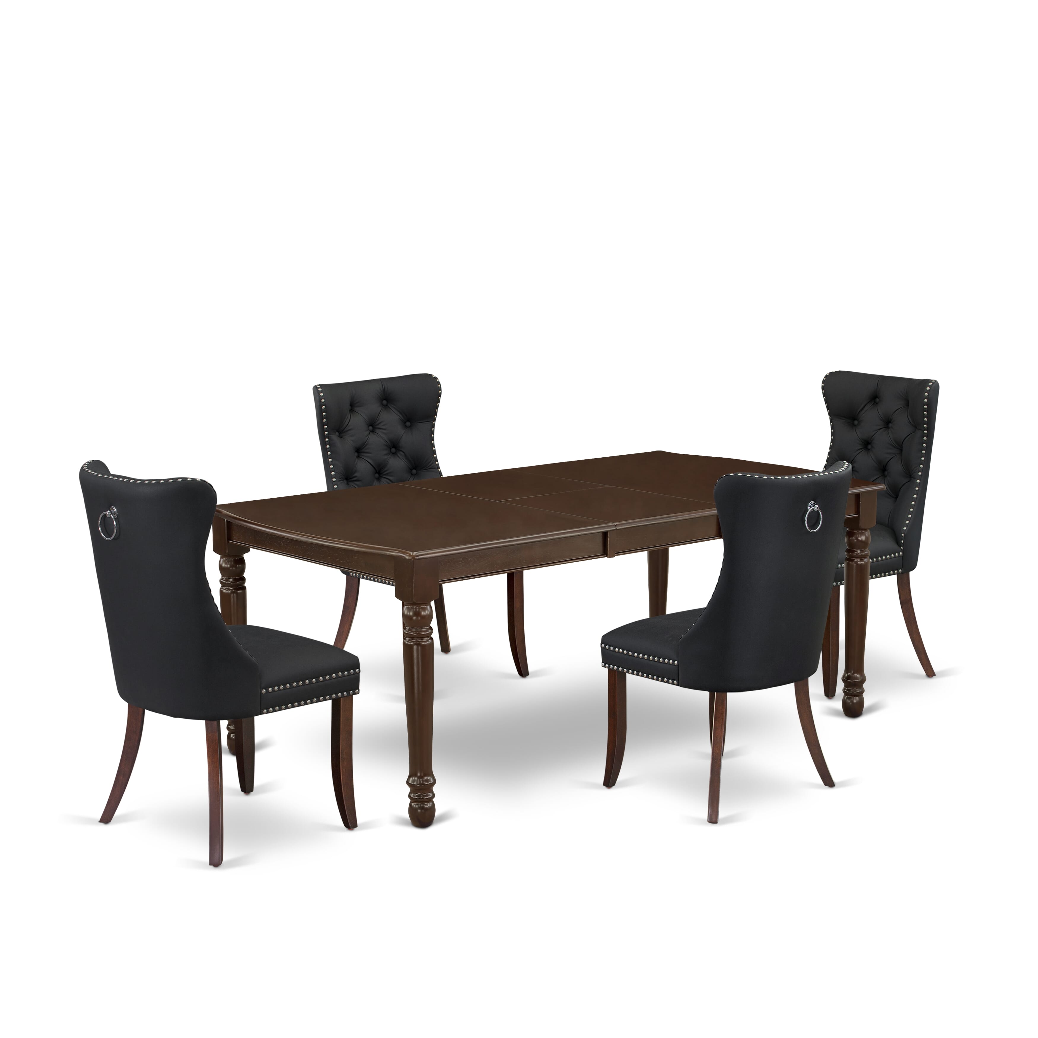 East West Furniture DODA5-MAH-12 5 Piece Dining Table Set Includes a Rectangle Wooden Table with Removable leaf and 4 Upholstered Chairs, 42x78 Inch, Mahogany