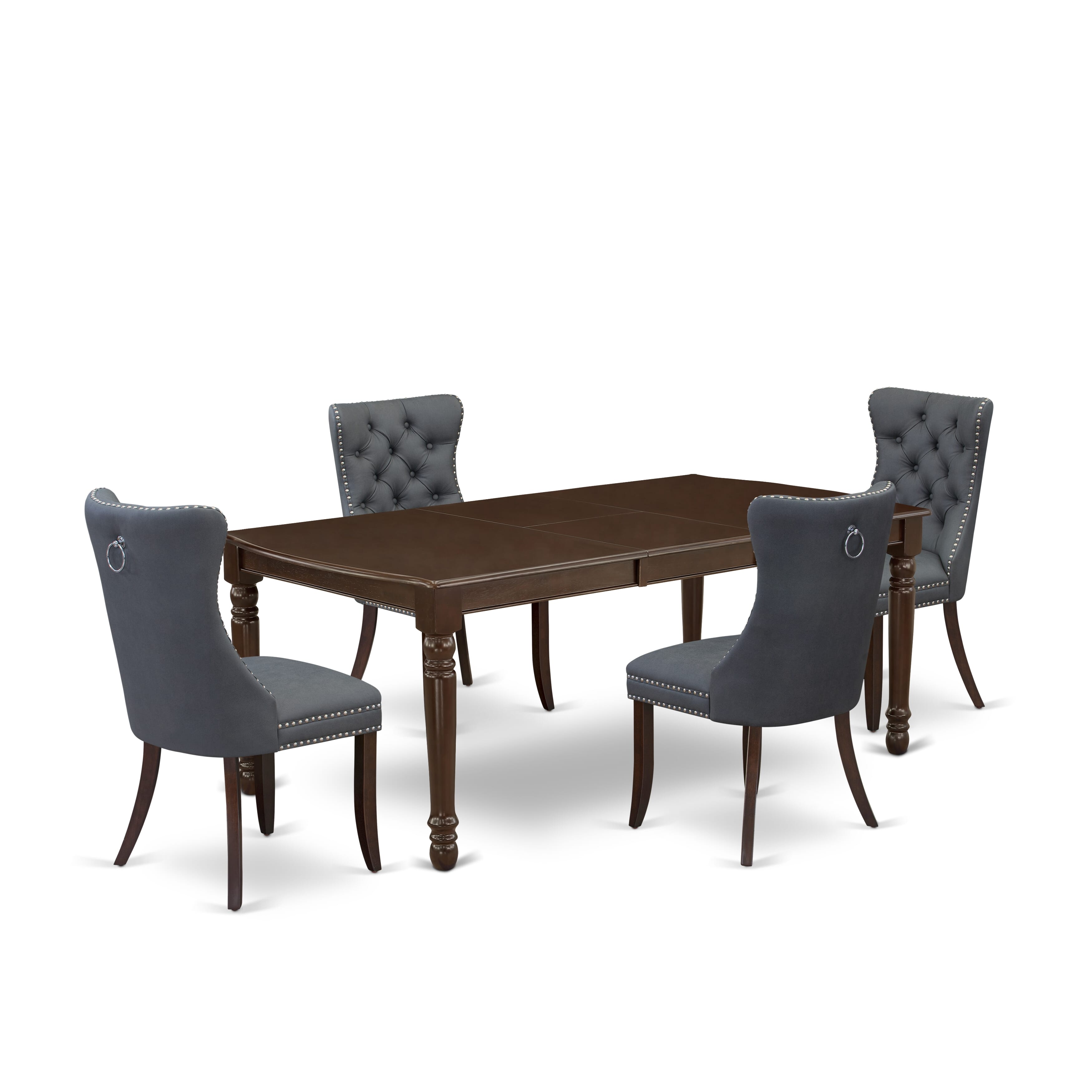 East West Furniture DODA5-MAH-13 5 Piece Dinette Set Includes a Rectangle Dining Table with Removable leaf and 4 Upholstered Chairs, 42x78 Inch, Mahogany