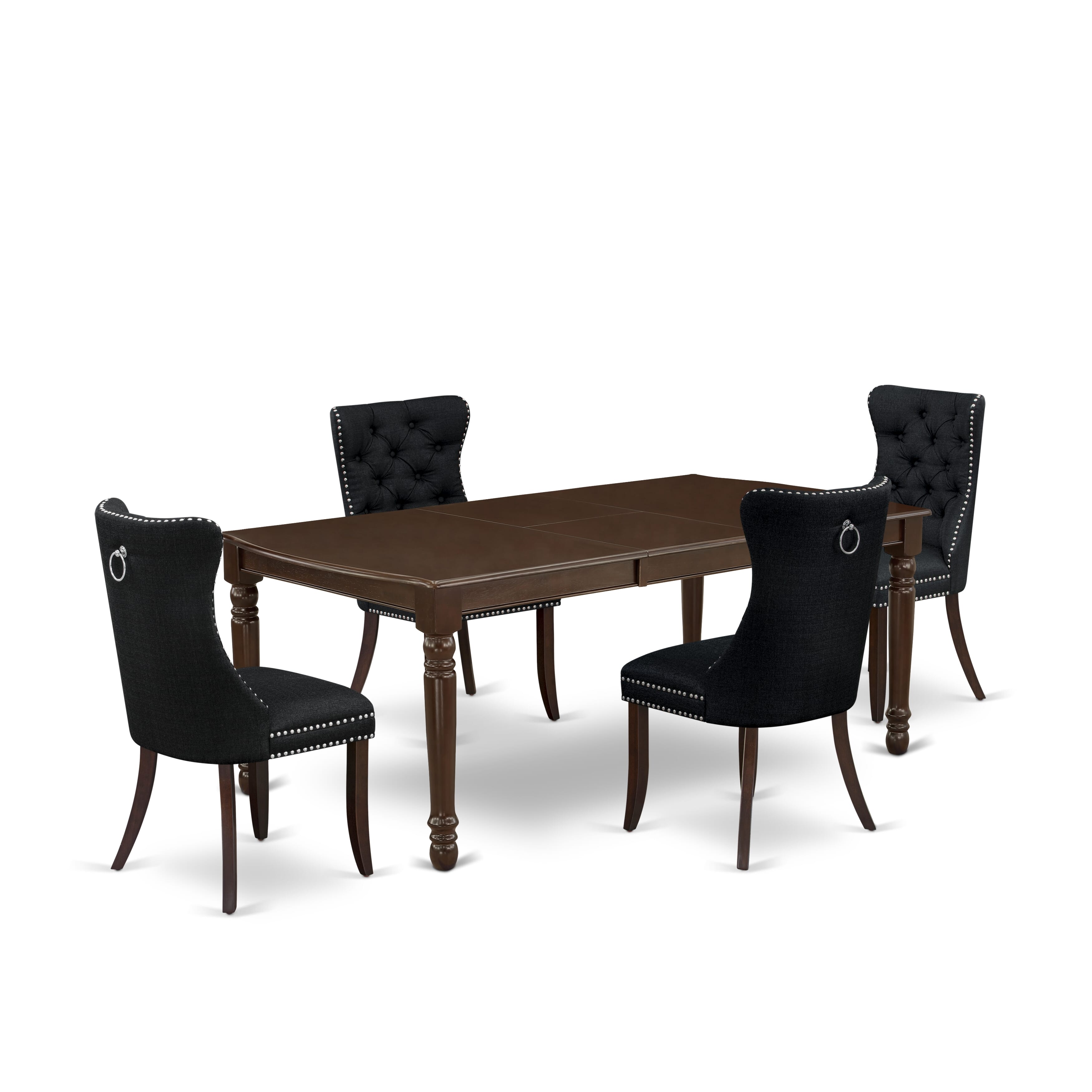 East West Furniture DODA5-MAH-24 5 Piece Dining Table Set Consists of a Rectangle Wooden Table with Removable leaf and 4 Padded Chairs, 42x78 Inch, Mahogany