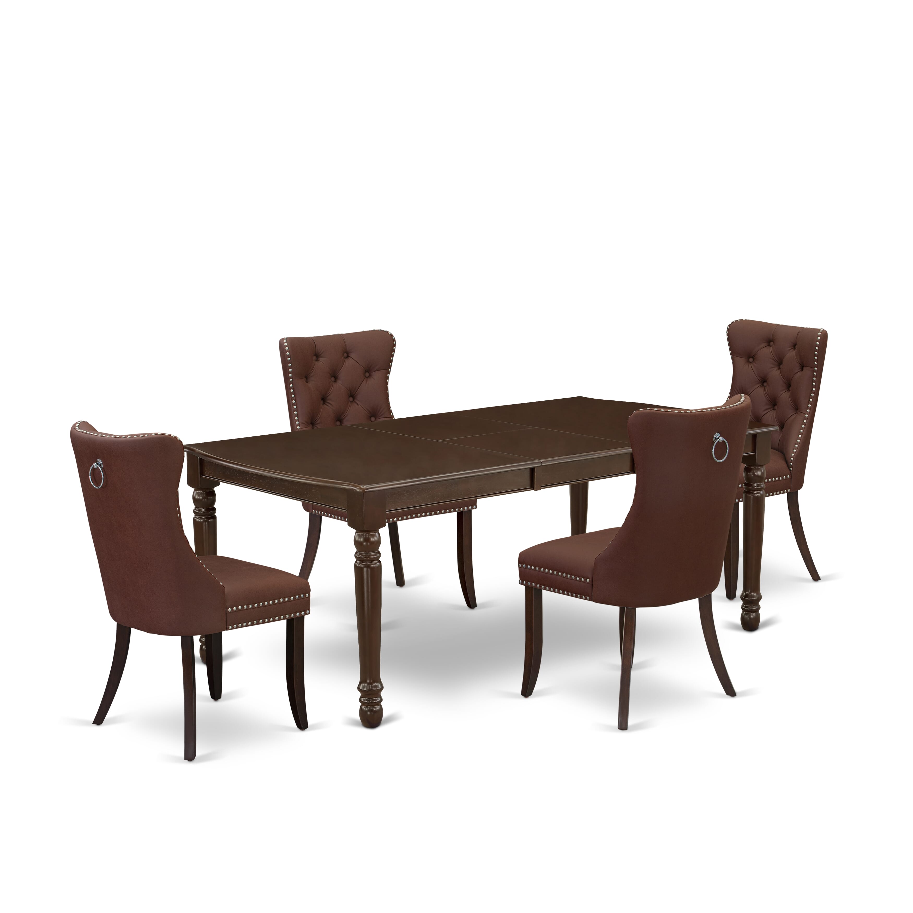 East West Furniture DODA5-MAH-26 5 Piece Dinette Set Consists of a Rectangle Dining Table with Removable leaf and 4 Parson Chairs, 42x78 Inch, Mahogany