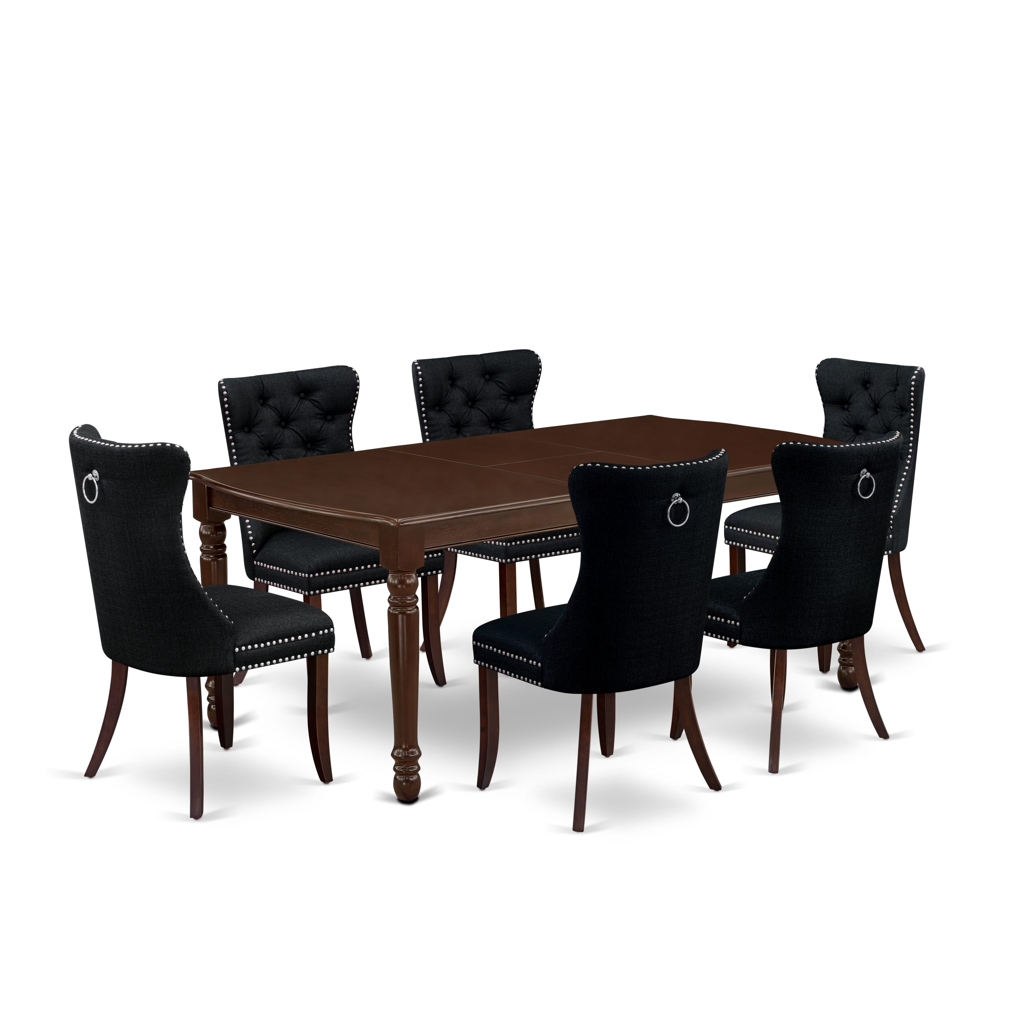 East West Furniture DODA7-MAH-24 7 Piece Dining Room Set Includes a Rectangle Kitchen Table with Removable leaf and 6 Padded Chairs, 42x78 Inch, Mahogany