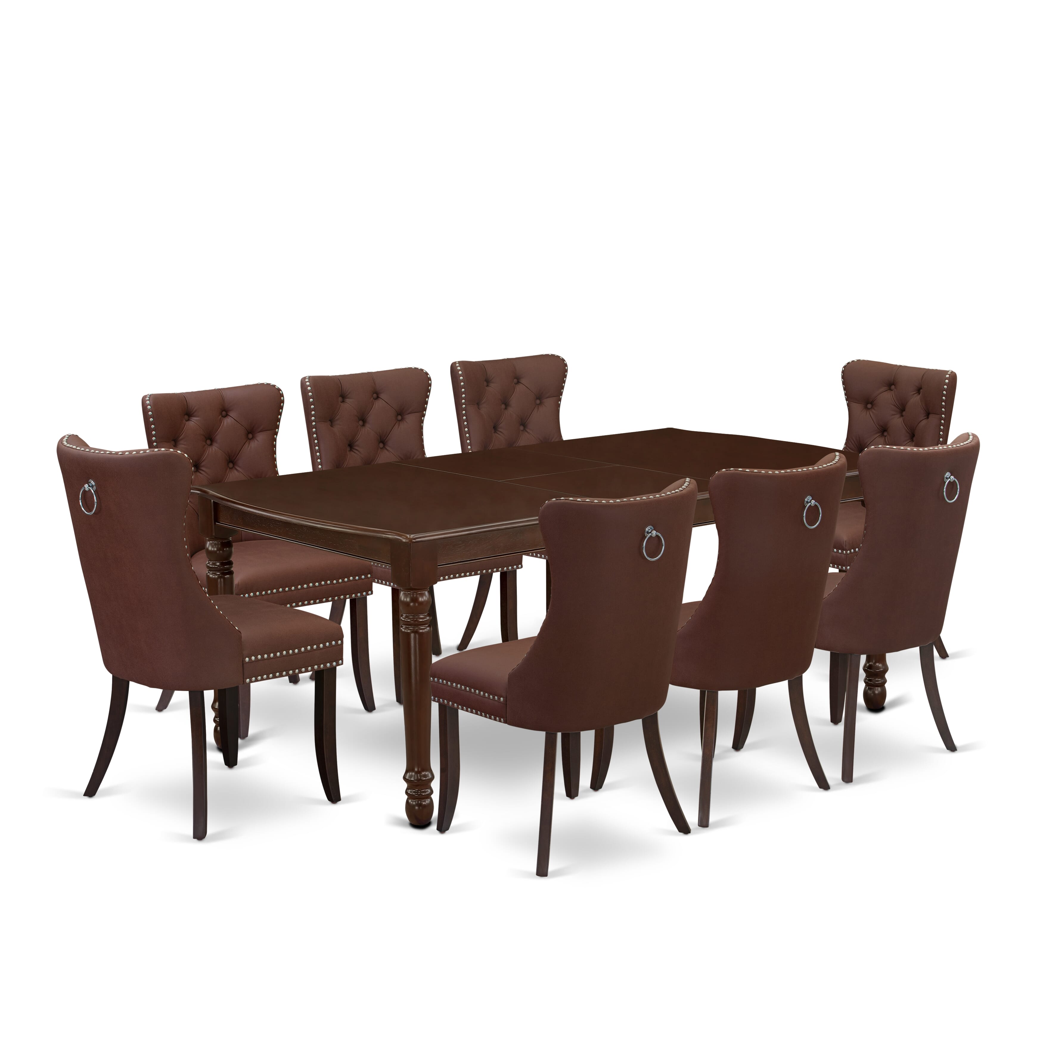 East West Furniture DODA9-MAH-26 9 Piece Dinette Set Includes a Rectangle Dining Table with Removable leaf and 8 Parson Kitchen Chairs, 42x78 Inch, Mahogany