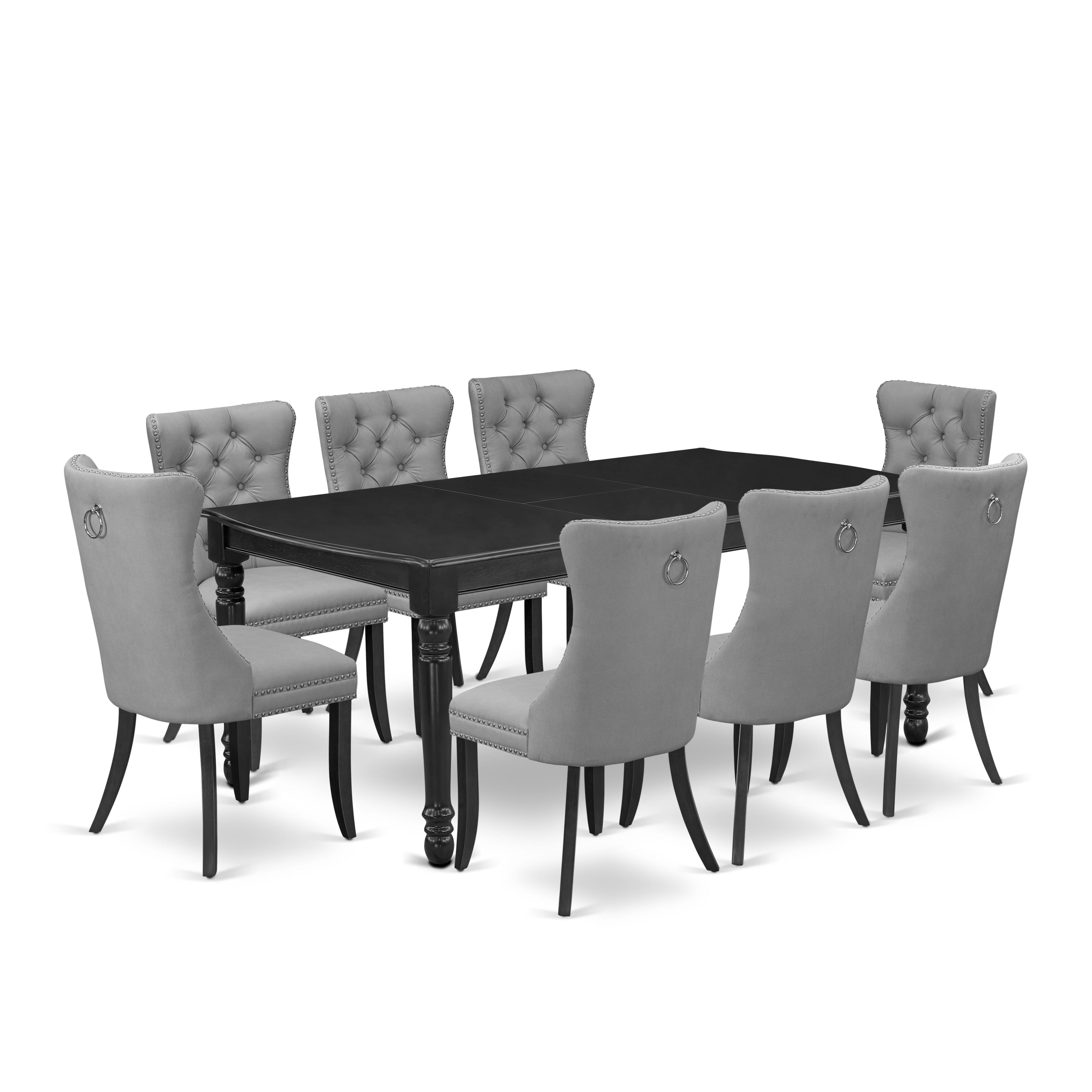 East West Furniture DODA9-MAH-27 9 Piece Dining Set Includes a Rectangle Kitchen Table with Removable leaf and 8 Upholstered Chairs, 42x78 Inch, Mahogany