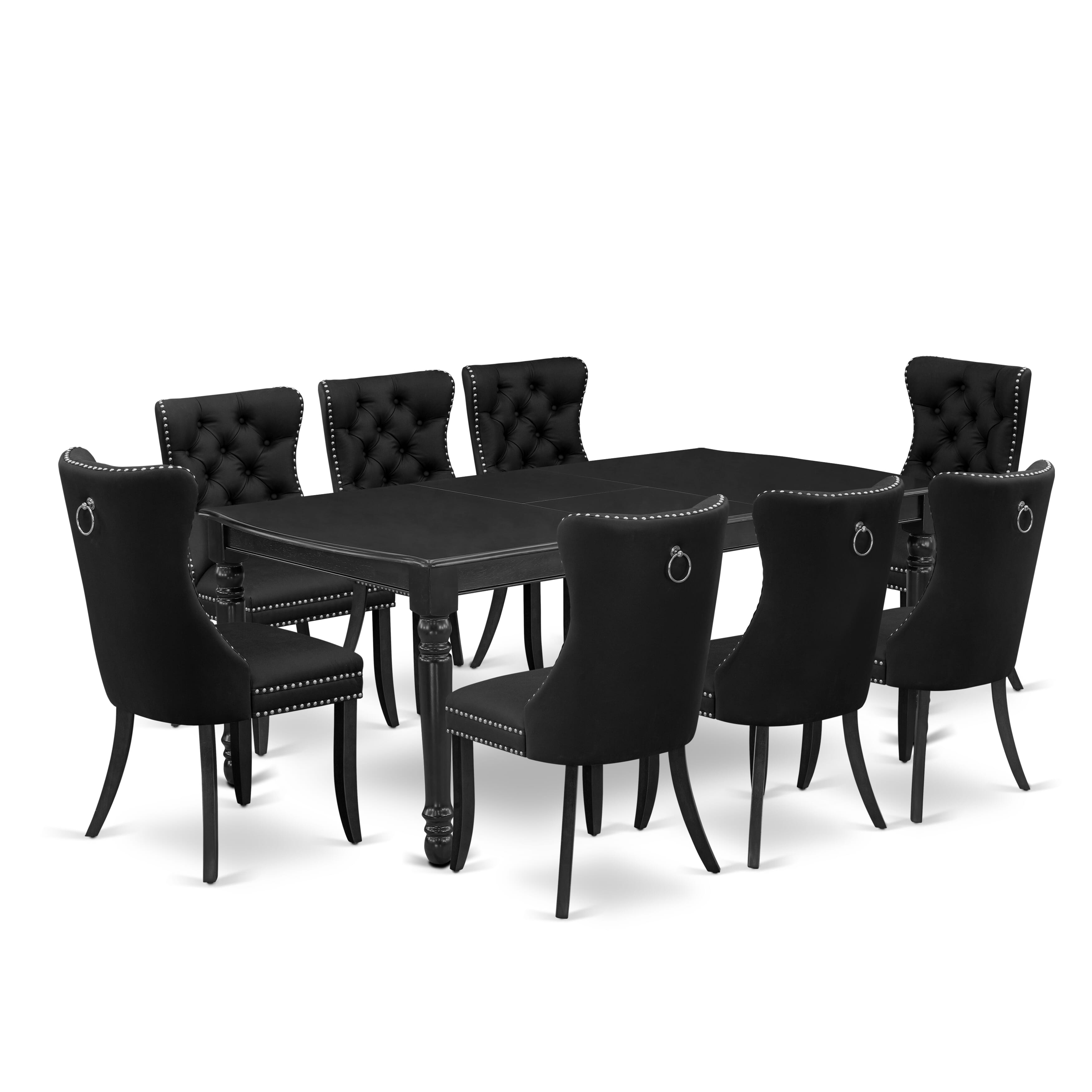 East West Furniture DODA9-MAH-29 9 Piece Dining Set Contains a Rectangle Kitchen Table with Removable leaf and 8 Padded Chairs, 42x78 Inch, Mahogany
