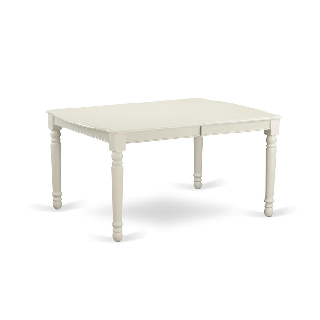 East West Furniture DODA7-LWH-32 7 Piece Dining Set Includes a Rectangle Kitchen Table with Butterfly Leaf and 6 Upholstered Chairs