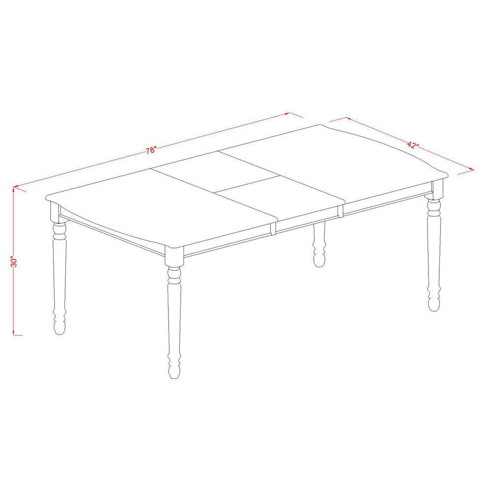 East West Furniture DODA7-LWH-27 7 Piece Dining Room Set Consists of a Rectangle Kitchen Table with Removable leaf and 6 Upholstered Parson Chairs, 42x78 Inch, linen white