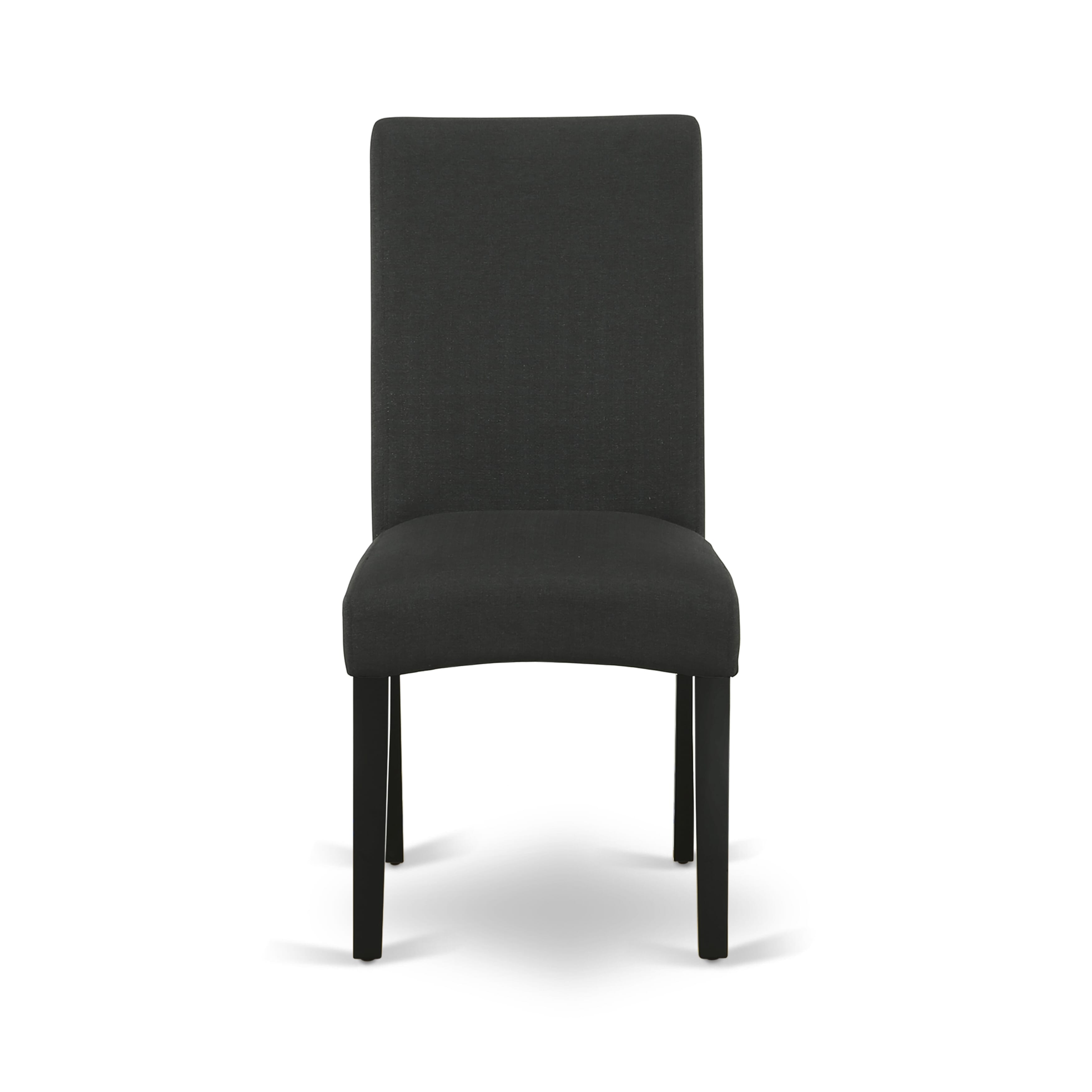 Luxe by East West Furniture NEDR9-SBB-24 - 9-piece kitchen set consists of a dining table and 8 Black Linen Fabric kitchen chairs with Padded Chair Back - Sand Blasting Black Finish.