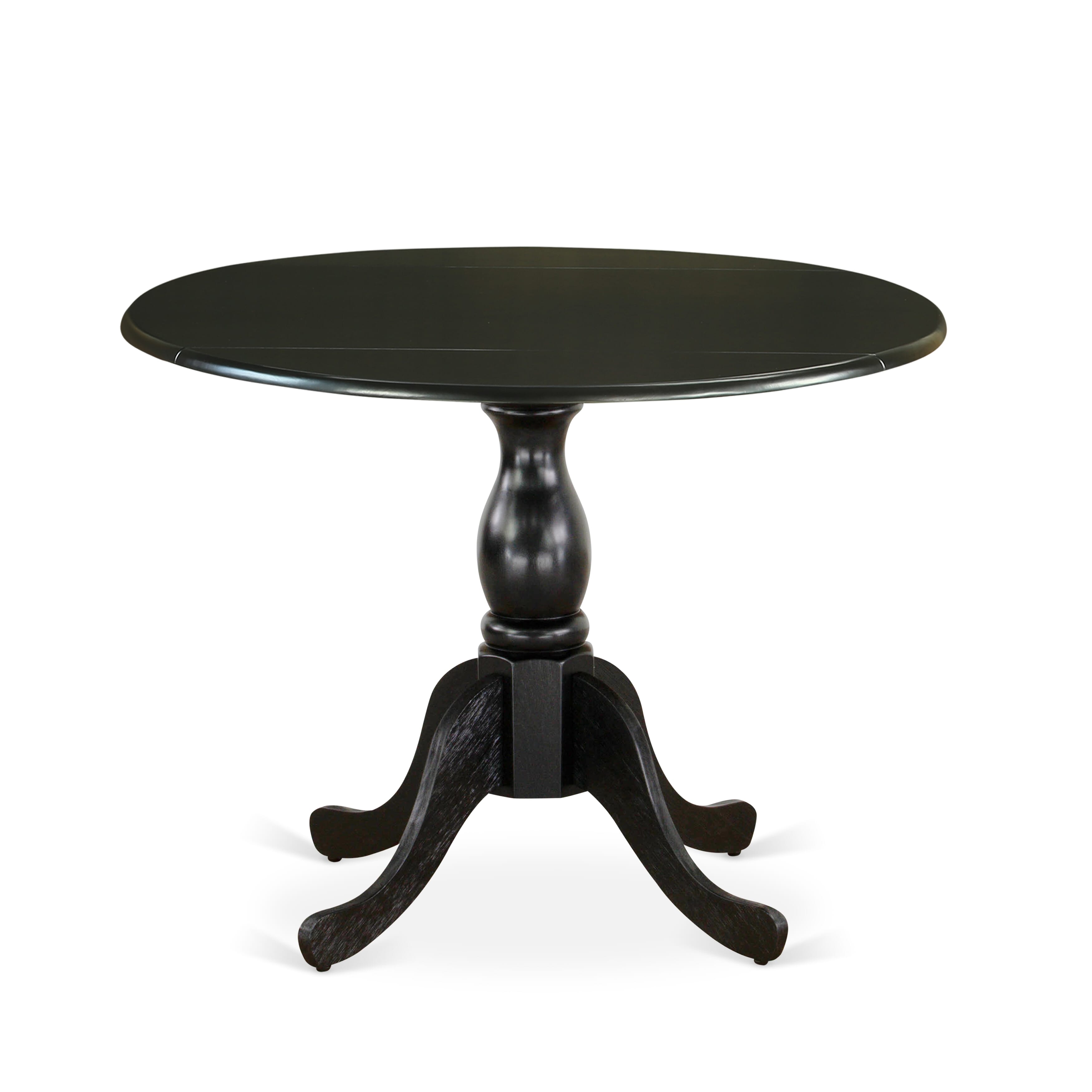 East West Furniture DSX13-BLK-24 -3 Piece Dining Set Includes a Round Table and 2 Stackable Linen Fabric Chairs, Black