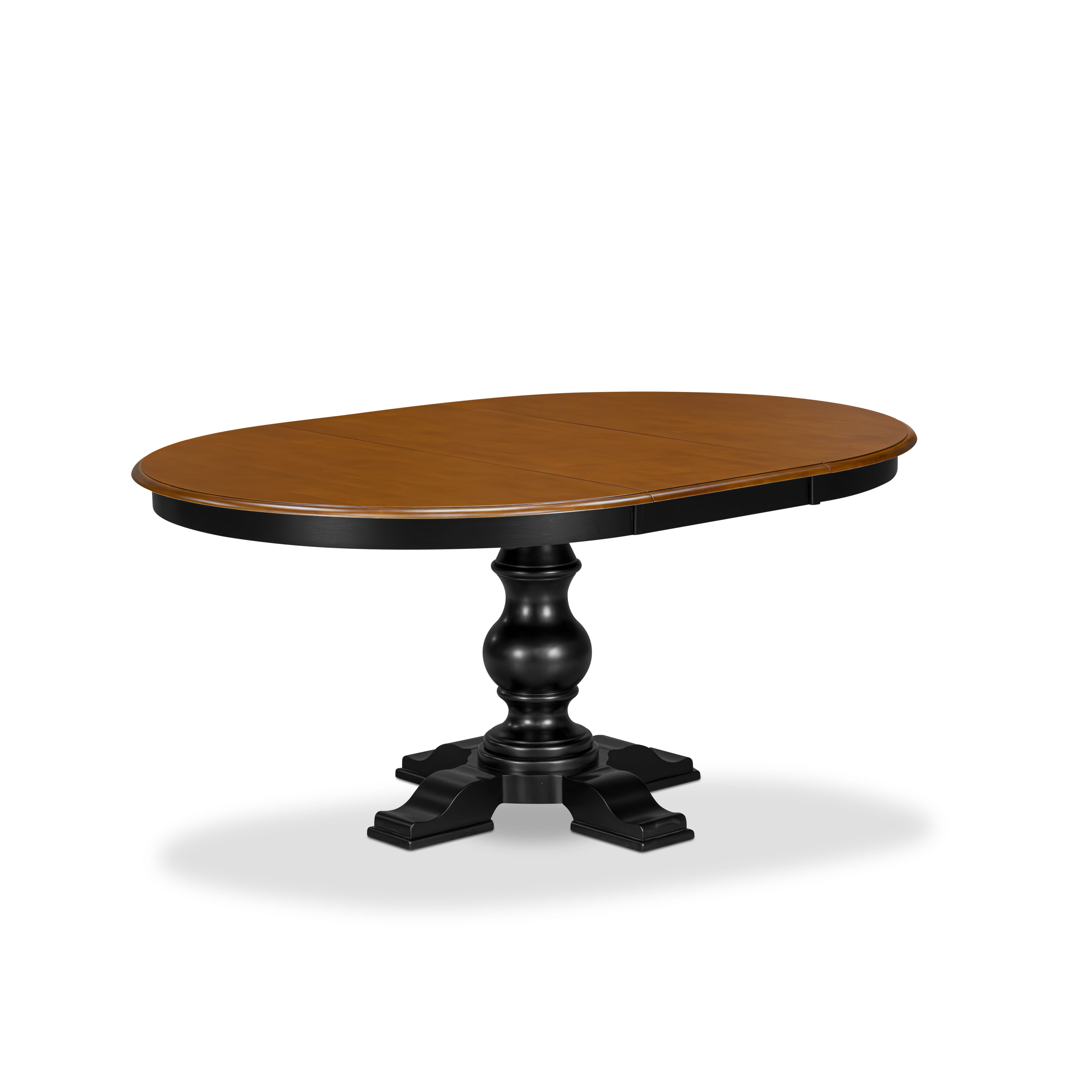 Luxe by East West Furniture � E5T-BCH-TP � A Wooden Dinner Table with an Oval Cherry Tabletop, Butterfly Leaf & Black Finish