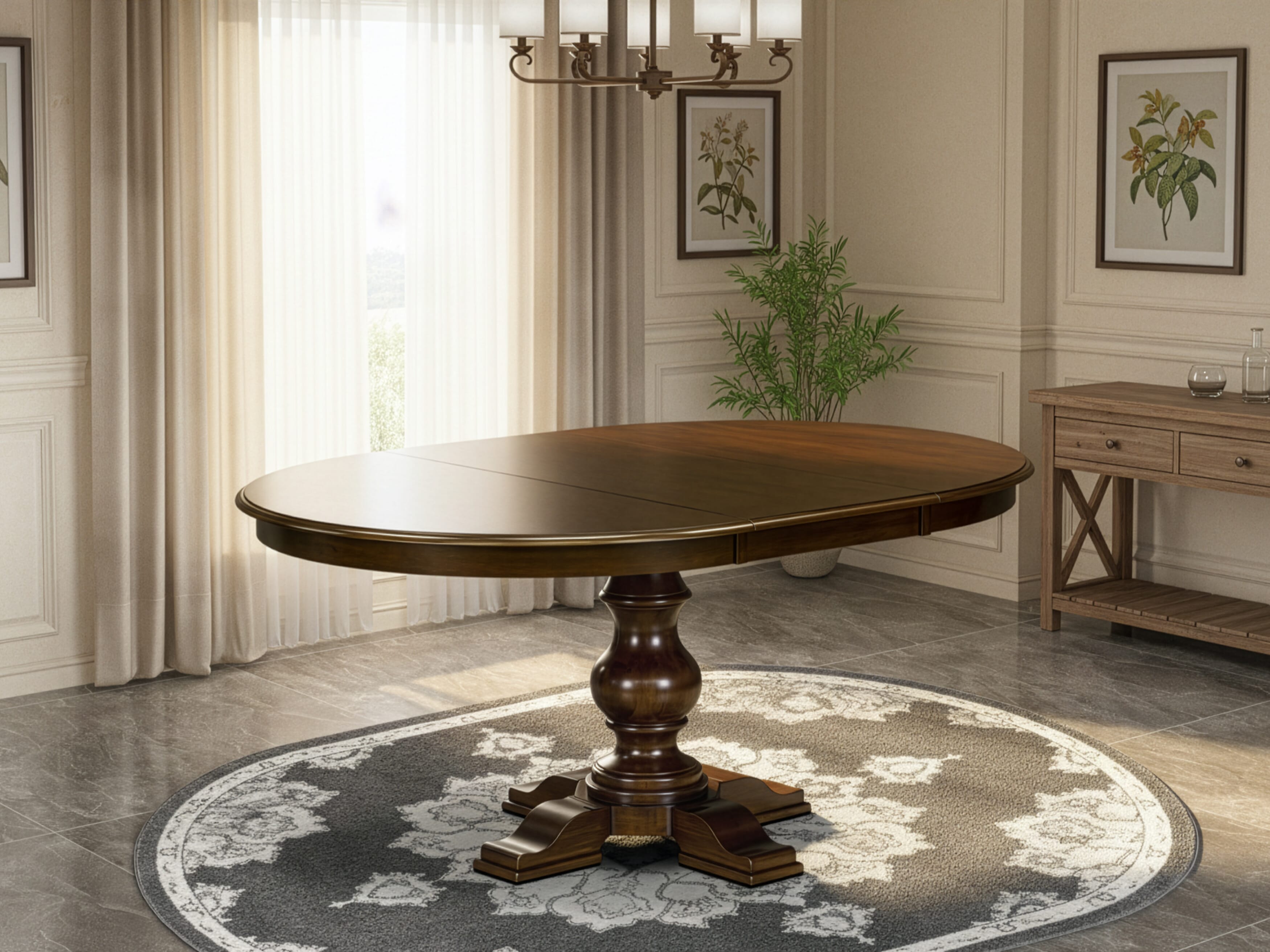 Luxe by East West Furniture - E5T-ESP-TP - A Wooden Mid-Century Dining Table with Butterfly Leaf Oval tabletop � Espresso Finish