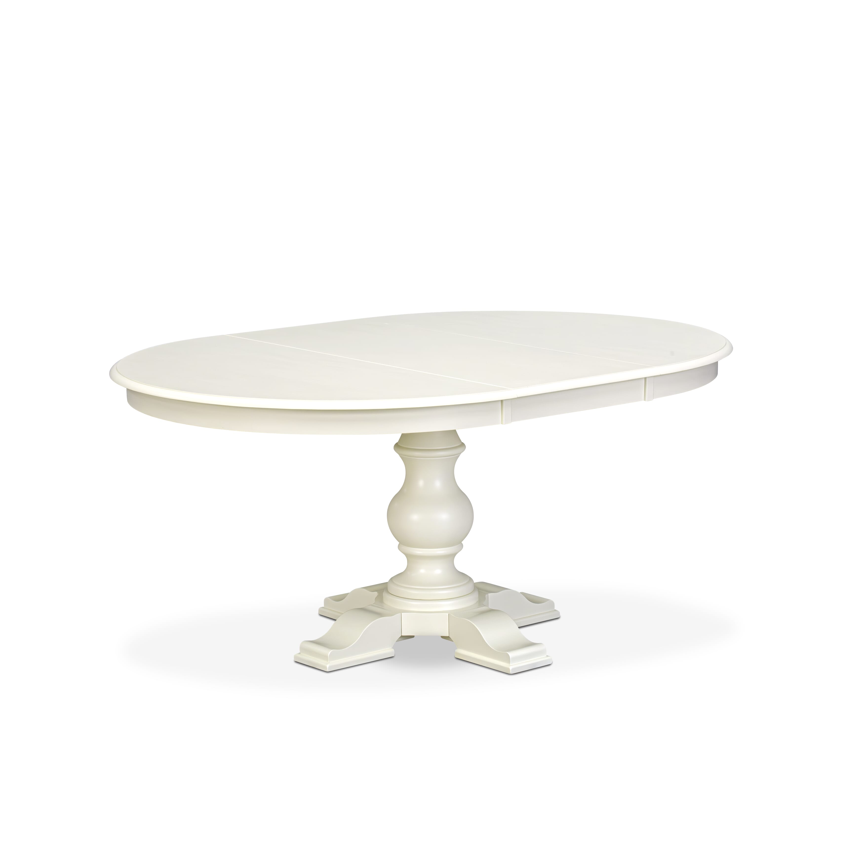 Luxe by East West Furniture - E5T-LWH-TP - A Wooden Dining Table with Butterfly Leaf Oval tabletop � Linen White Finish