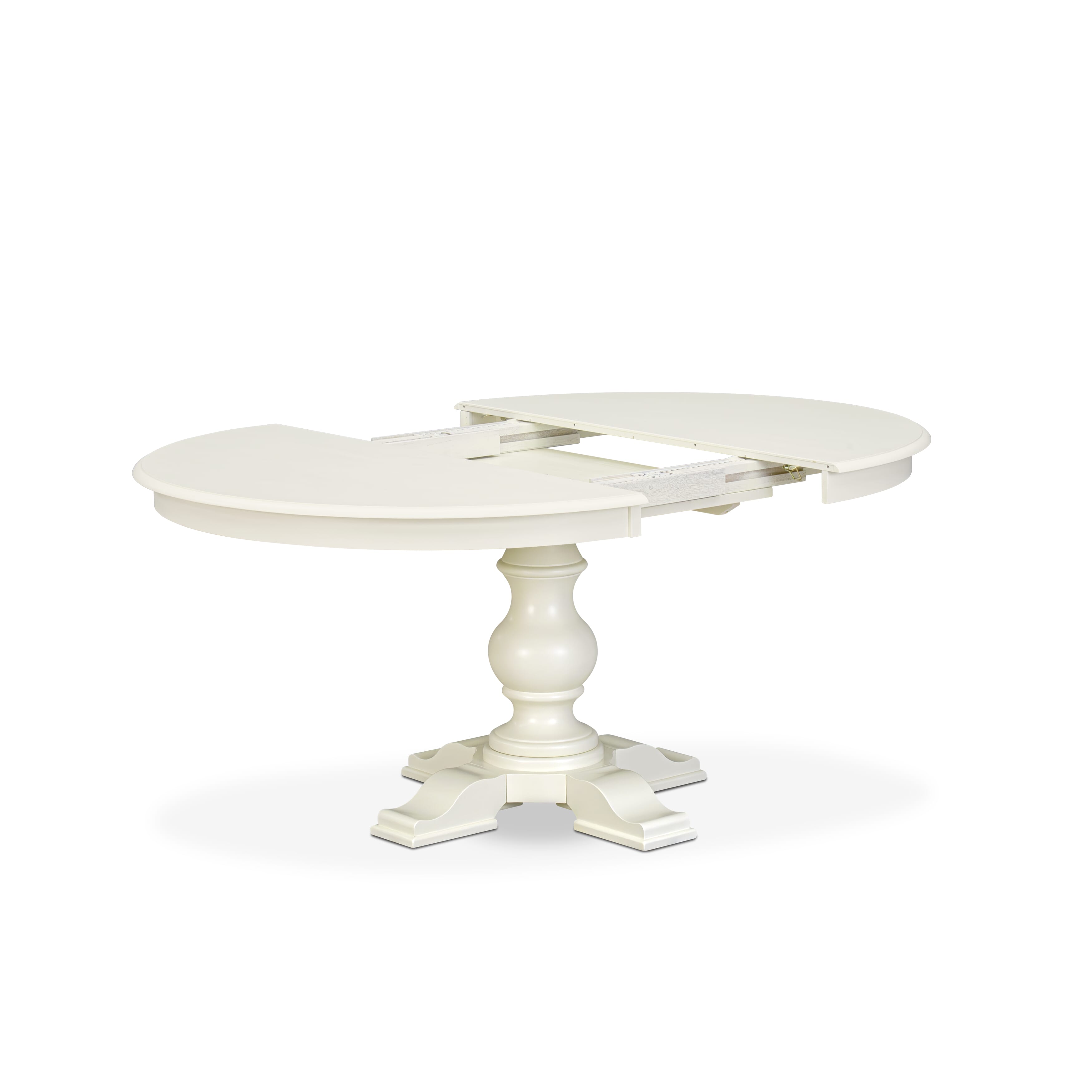 Luxe by East West Furniture - E5T-LWH-TP - A Wooden Dining Table with Butterfly Leaf Oval tabletop � Linen White Finish