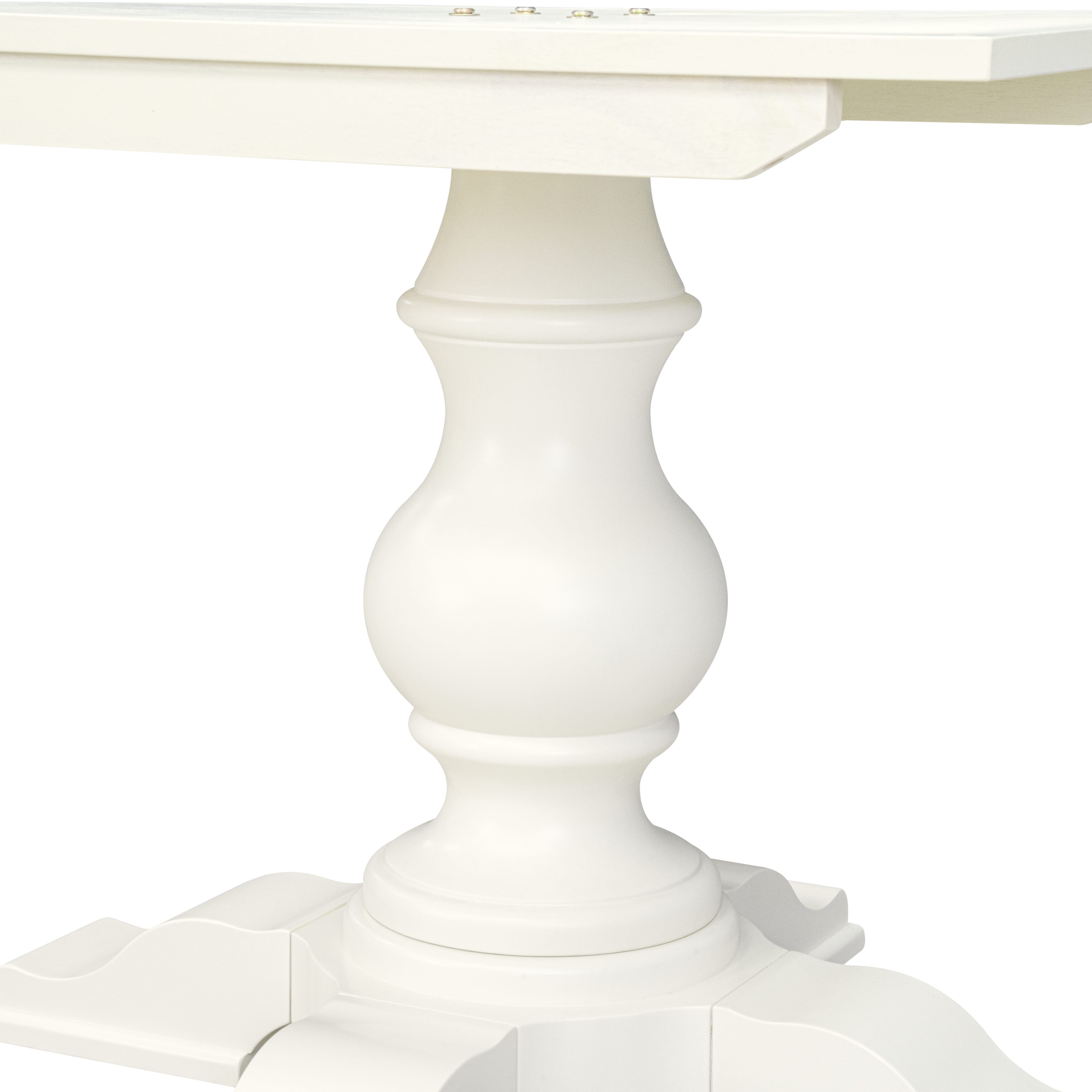 Luxe by East West Furniture - E5T-LWH-TP - A Wooden Dining Table with Butterfly Leaf Oval tabletop � Linen White Finish