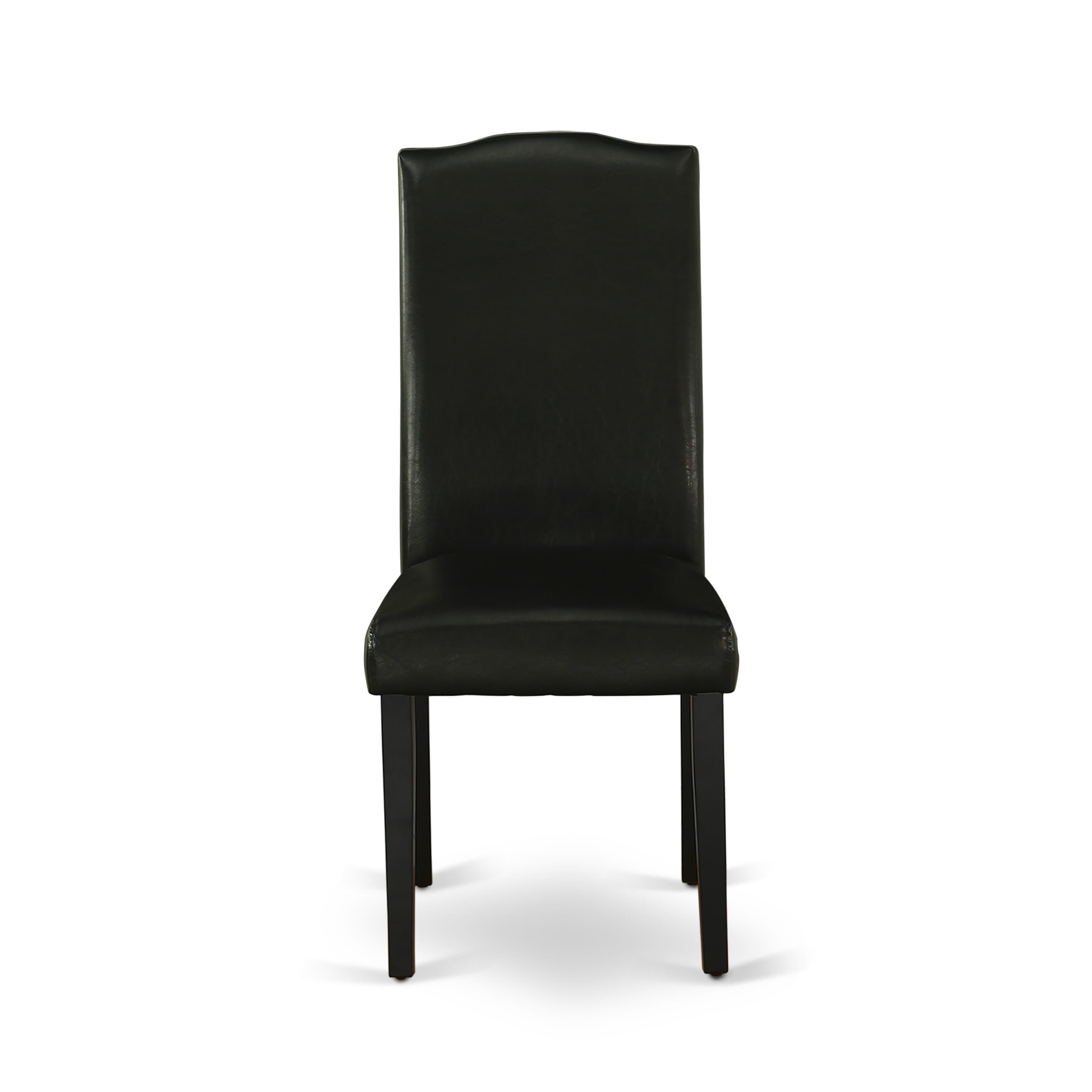 Luxe by East West Furniture 42EN5-103-69 -5 pc Modern Dining Set consists of a Round Table and 4 Wire brushed Black Faux Leather Modern Dining Chair with High Back - Wire brushed Black