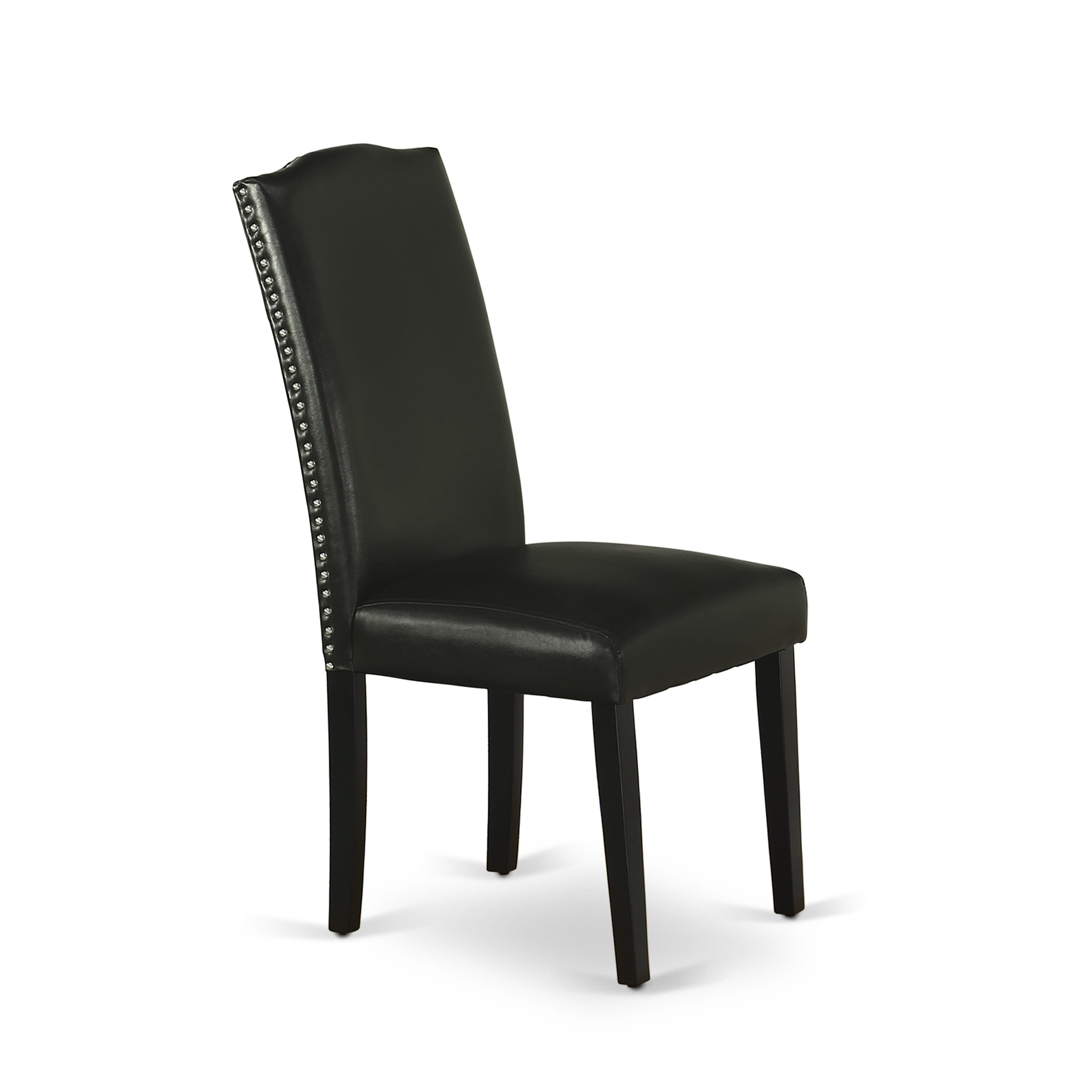 Luxe by East West Furniture 42EN3-103-69 -3 pc Modern Dining Table Set Includes a Round Table and 2 Wire brushed Black Faux Leather Modern Chair with High Back - Wire brushed Black