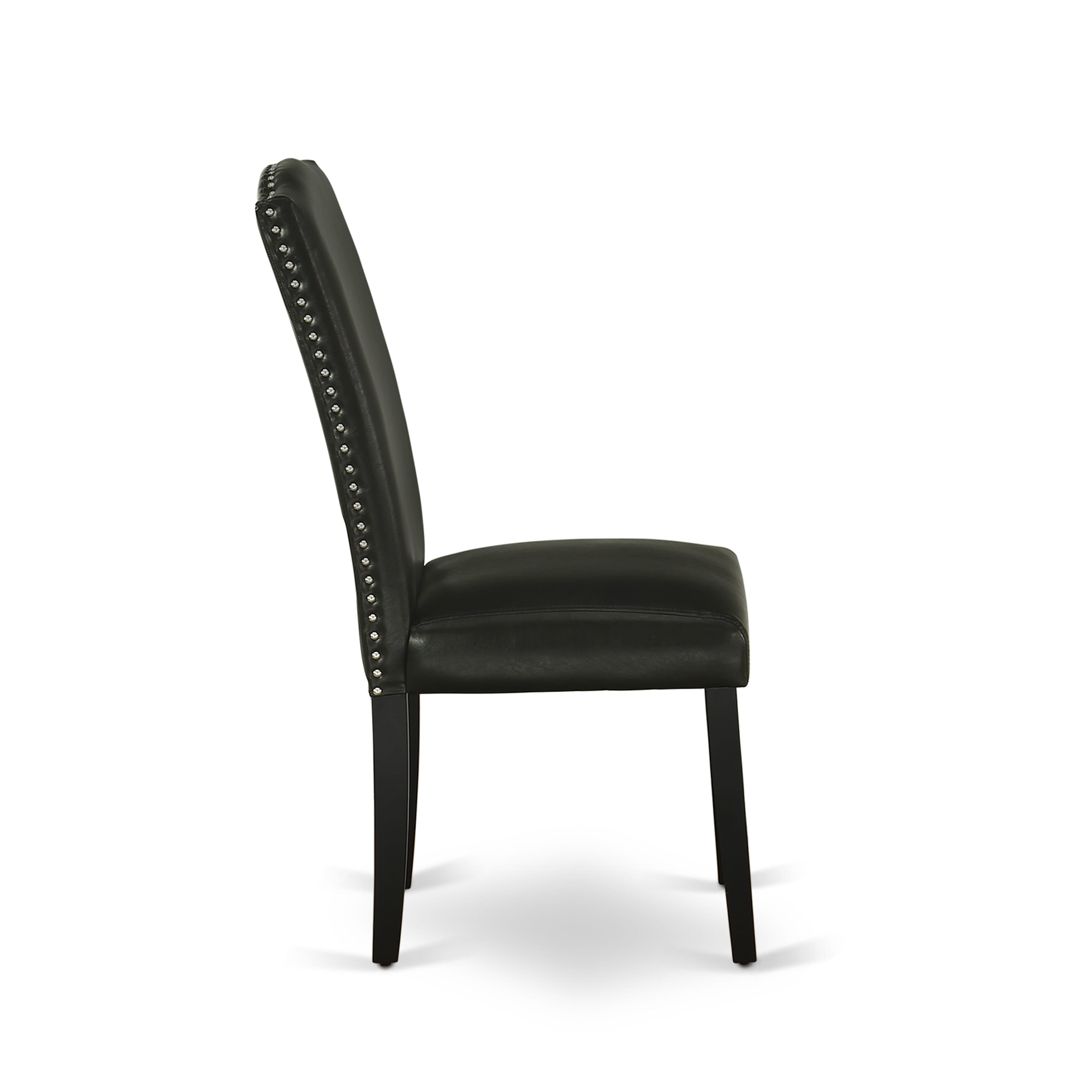 Luxe by East West Furniture 42EN3-103-69 -3 pc Modern Dining Table Set Includes a Round Table and 2 Wire brushed Black Faux Leather Modern Chair with High Back - Wire brushed Black