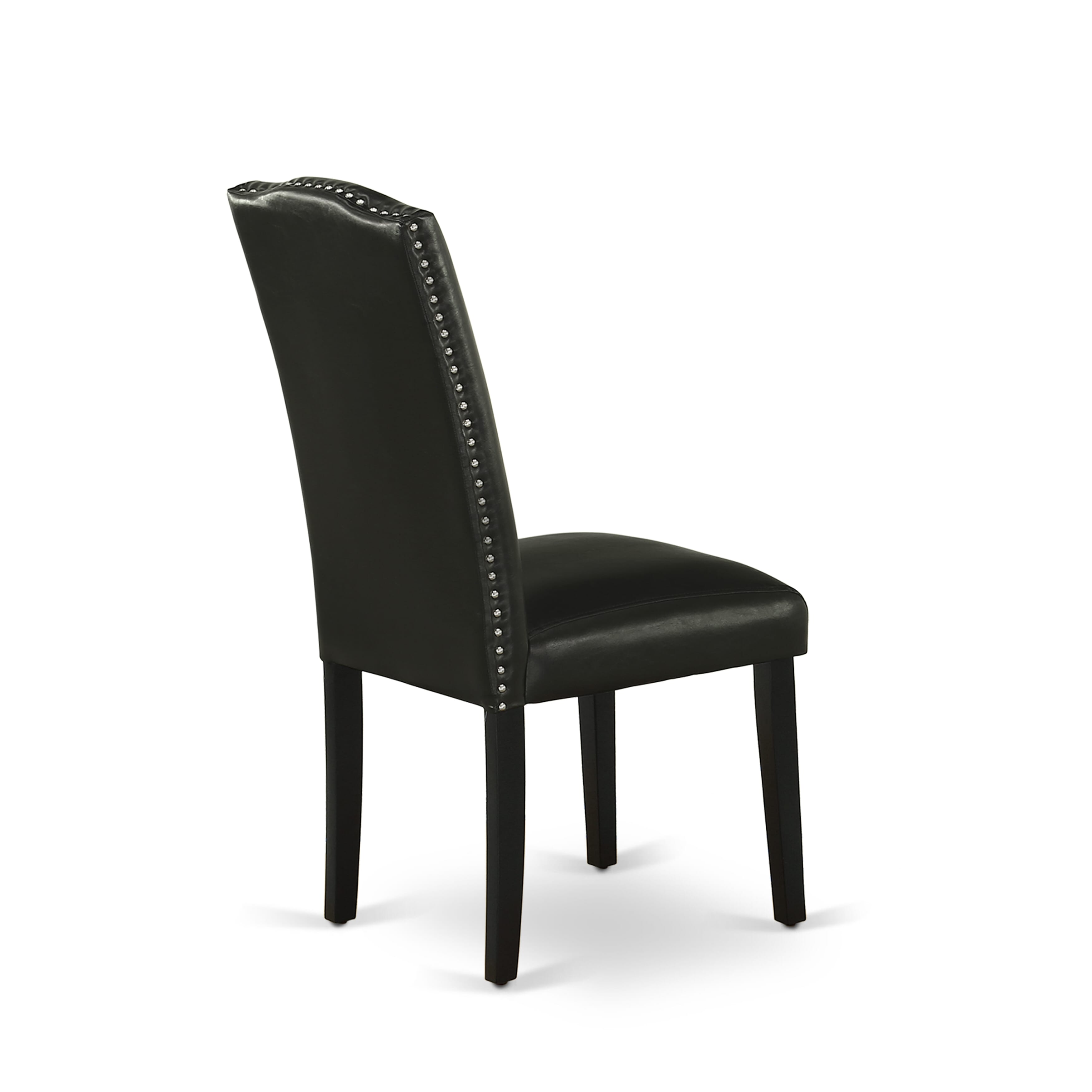 Luxe by East West Furniture 48EN3-109-69 3-piece kitchen dining set Consists a round pedestal table and 2 High Back Parsons chairs with Black Faux Leather, Black finish.