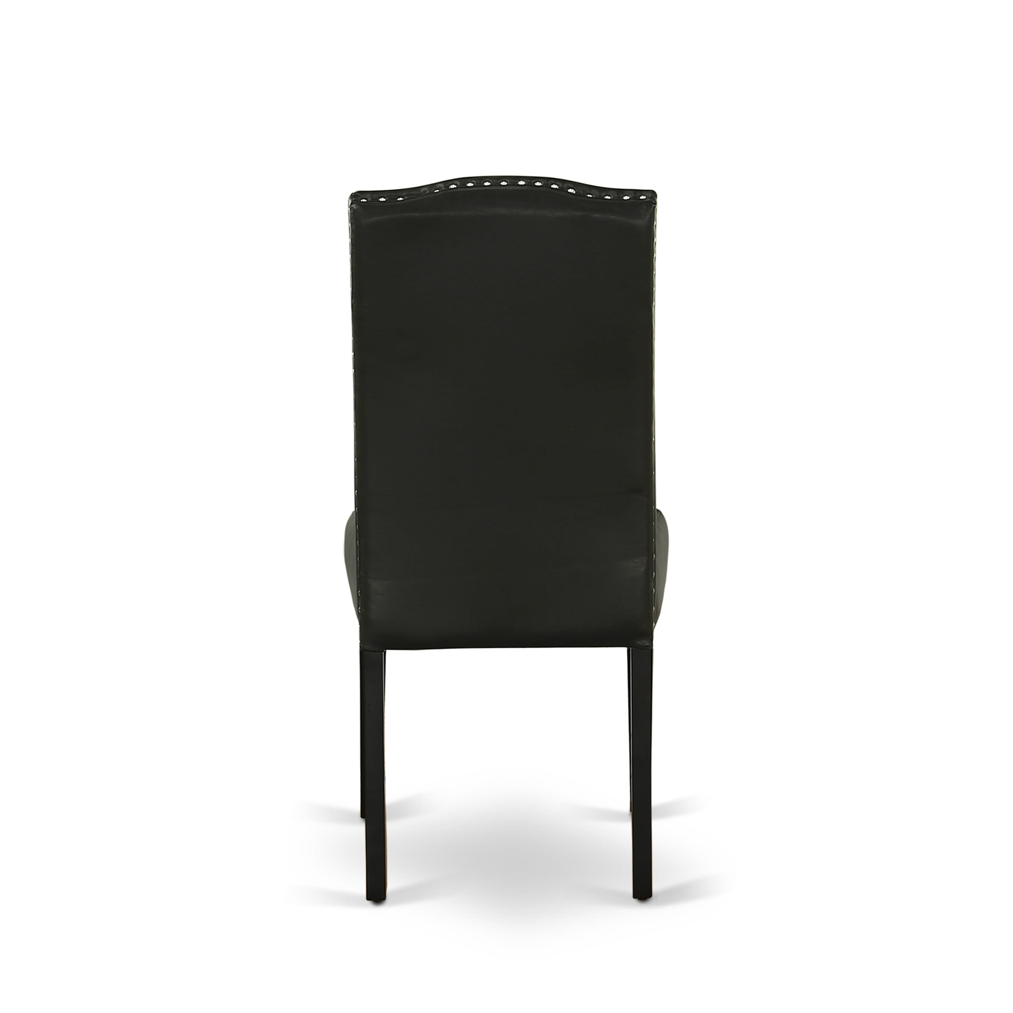 Luxe by East West Furniture 48EN5-109-69 5-Piece modern dining set includes a round pedestal kitchen table and 4 High Back Parsons chairs with Black Faux Leather, Black finish.