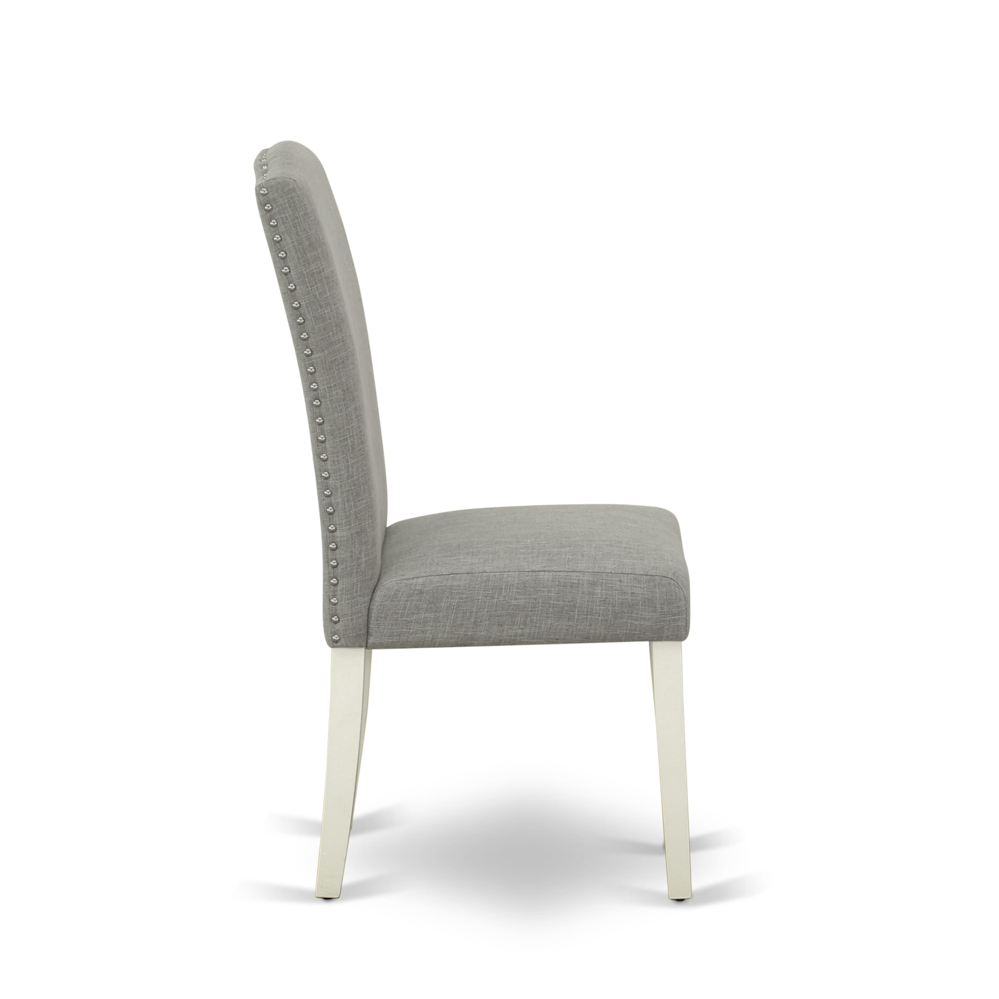 East West Furniture X027EN206-6 6-Pc Dinette Table Set-Dark Shitake Linen Fabric Seat and Stylish Chair Back Parson Dining chairs, A Rectangular Bench and Rectangular top Dining room Table with Wooden Legs - linen white and linen white Finish