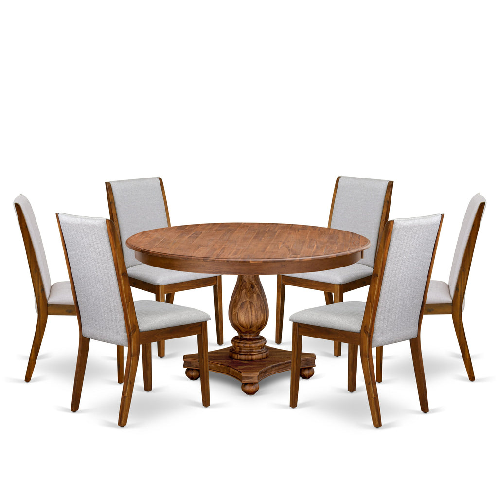 Luxe by East West Furniture - F2LA5-50N-05 - 5-Pc Kitchen Dining Table Set Includes A Wooden Dining Table and 4 Grey Linen Fabric Dining Chairs with High Back, Antique Walnut