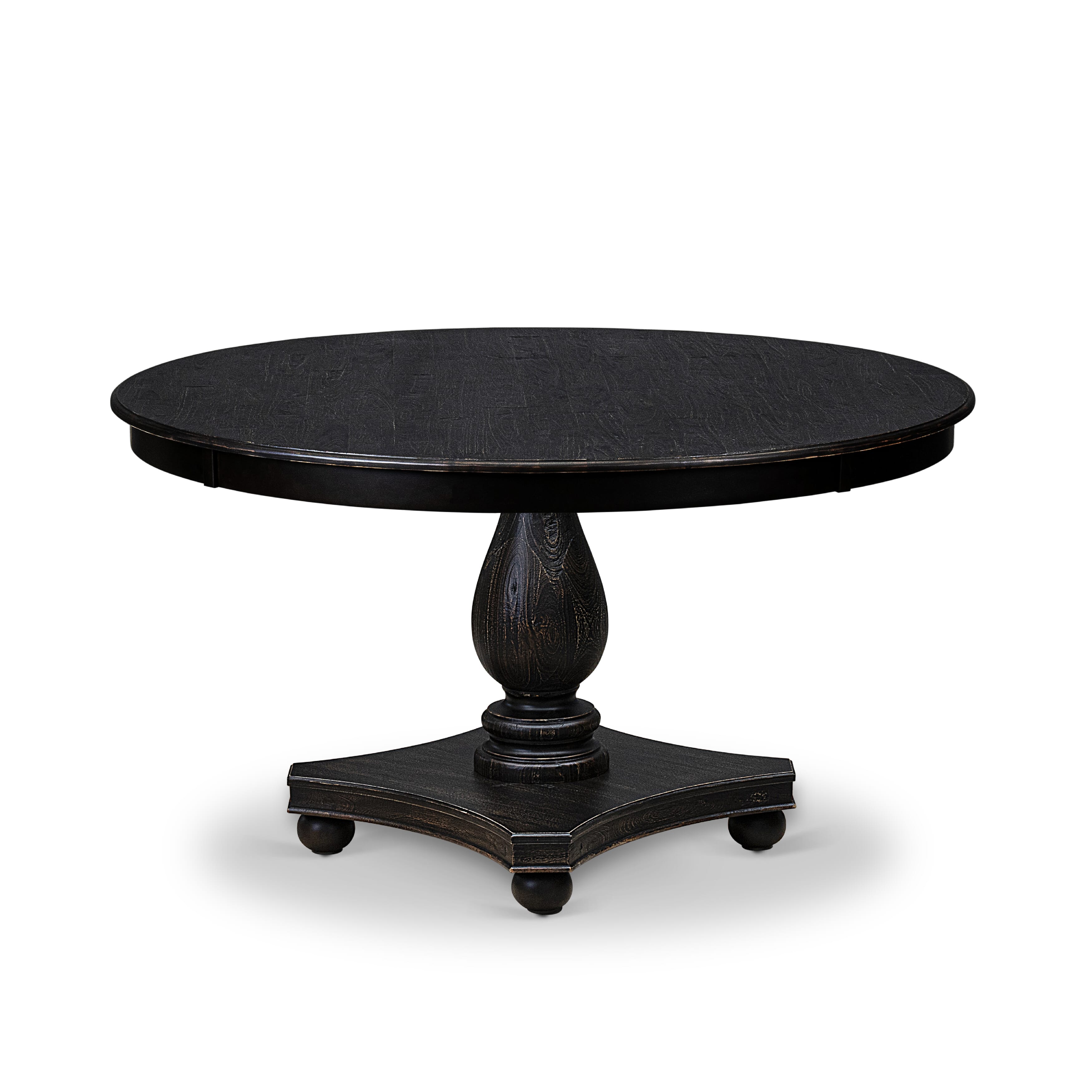Luxe by East West Furniture - F2CY5-511-33 - 5-piece Dining Table Set consists of a Dining Table and 4 Brown Polyester Fabric Dining Room Chairs with High Back - Sand Blasting Black Finish