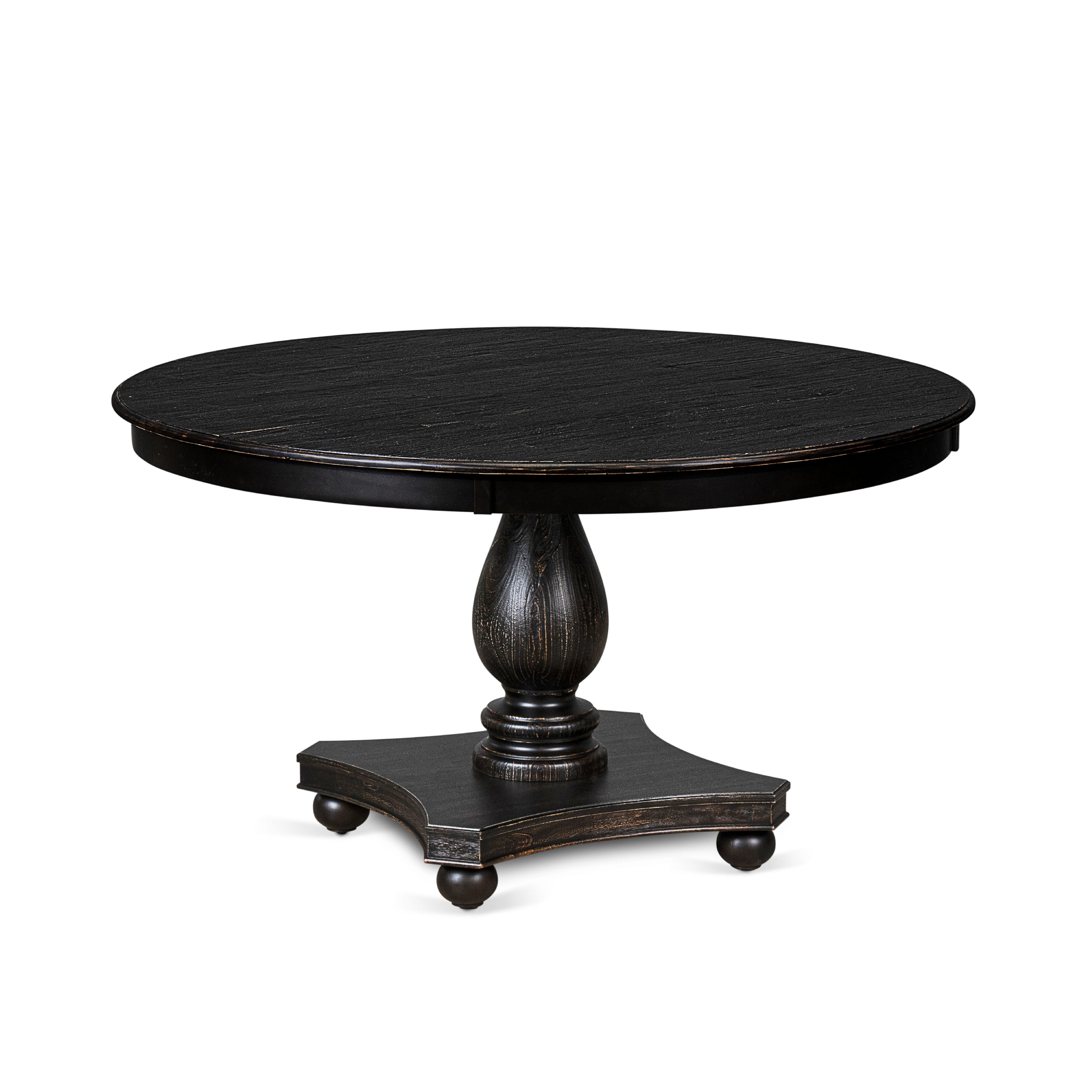 Luxe by East West Furniture - F2TY7-511-33 - 7-piece Dining Room Set consists of a Dining Table and 6 Brown Polyester Fabric Mid Century Modern Chair with High Back - Sand Blasting Black Finish