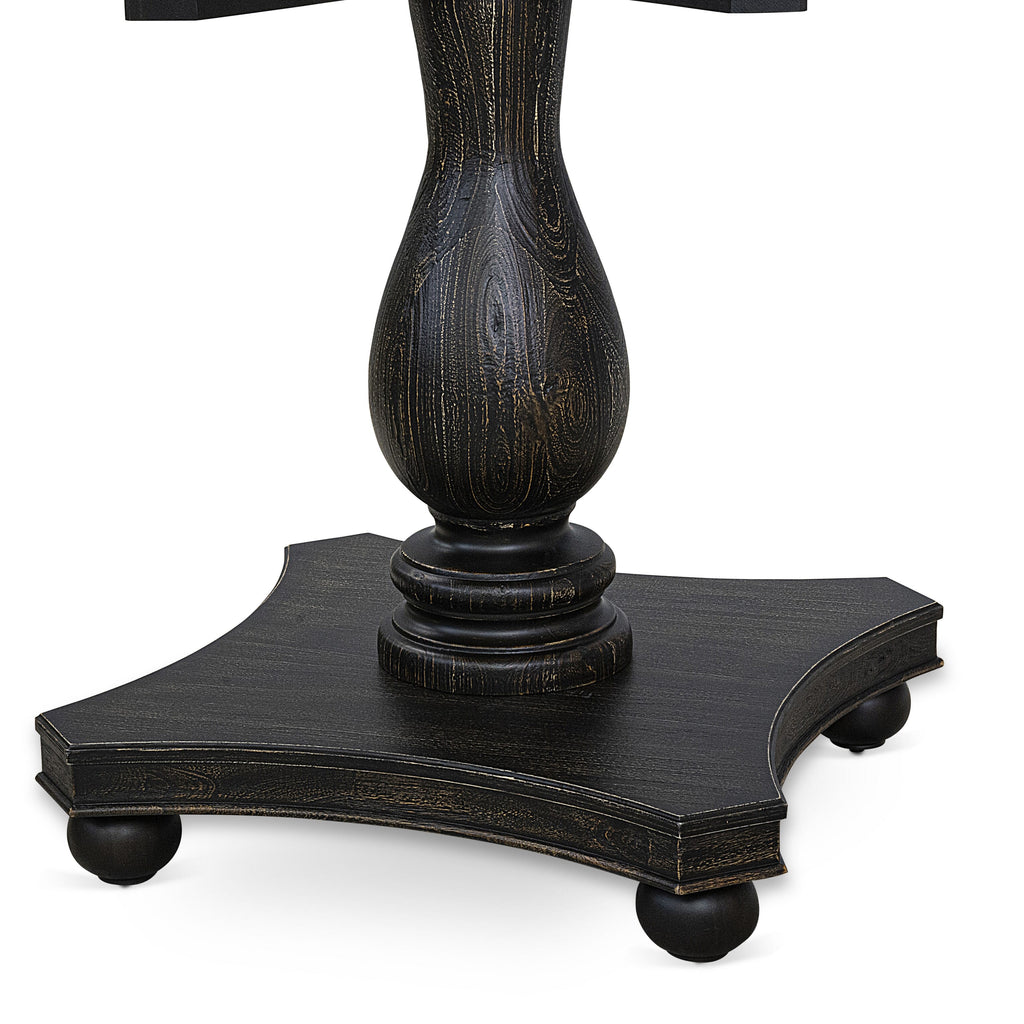 Luxe by East West Furniture F2DA5-511-22 5 Piece Dining Set Consists of a 54" Round Table with Pedestal and 4 Willow Green Faux Leather Upholstered Chairs, Sand Blasted Black