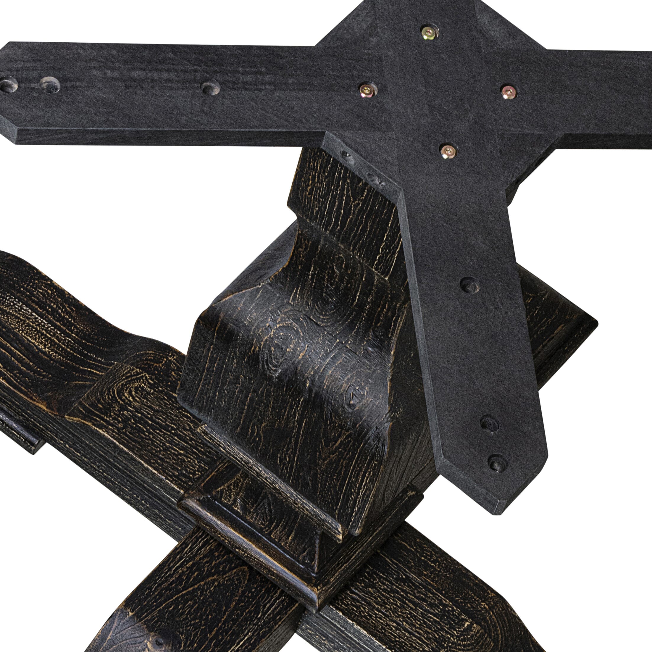 Luxe by East West Furniture F53-11-TP - Wood Dining Table with Acacia Wood Round Tabletop � Sand Blasted Black Finish
