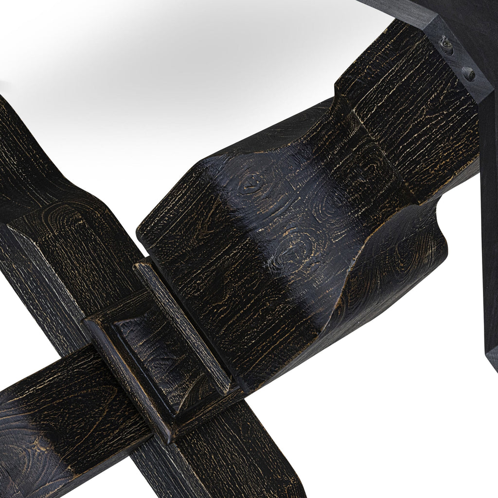 Luxe by East West Furniture F3DA5-511-24 5 Piece Dining Room Set Consists of a 54" Round Table with Pedestal and 4 Black Linen Fabric Upholstered Chairs, Sand Blasted Black