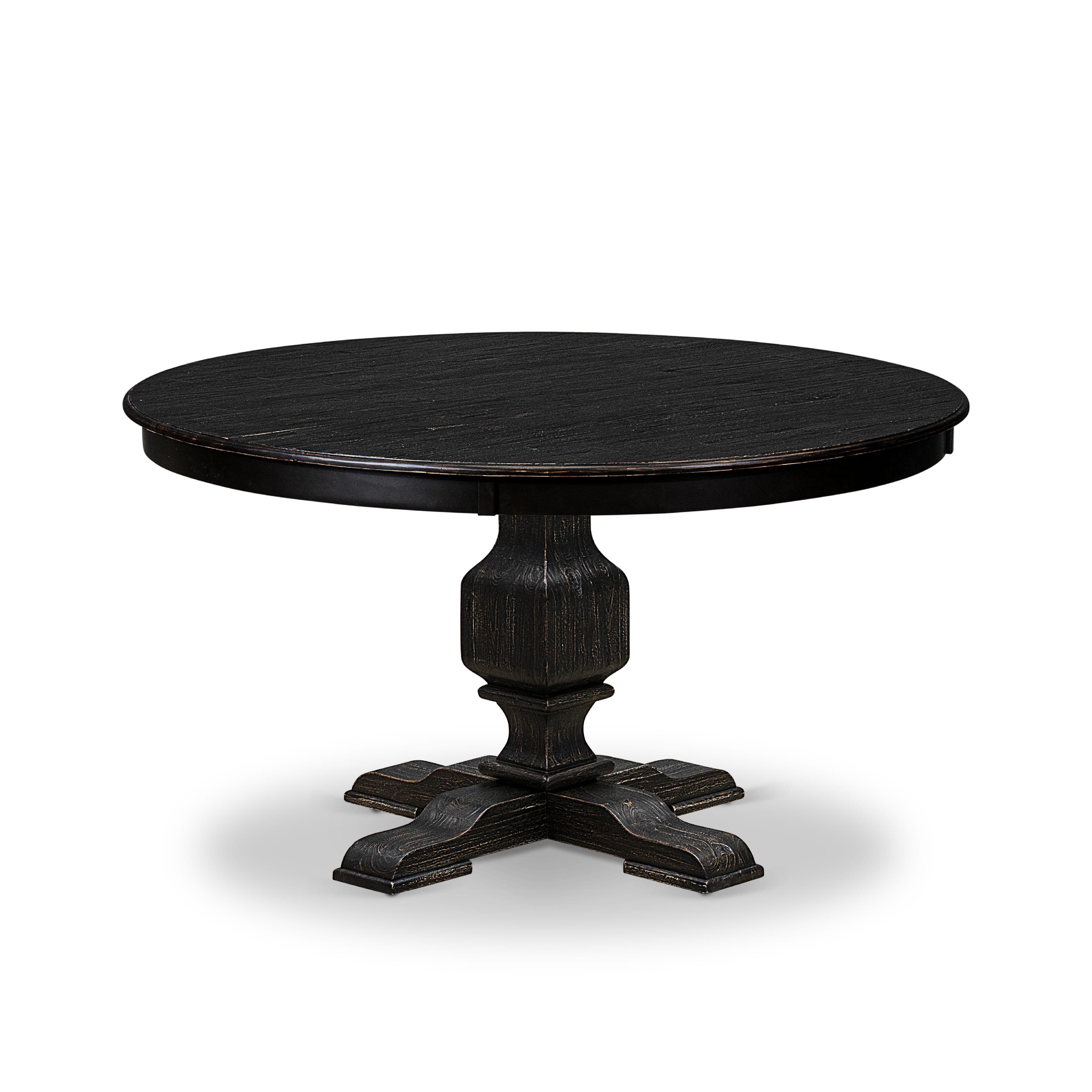 Luxe by East West Furniture F53-11-TP - Wood Dining Table with Acacia Wood Round Tabletop � Sand Blasted Black Finish