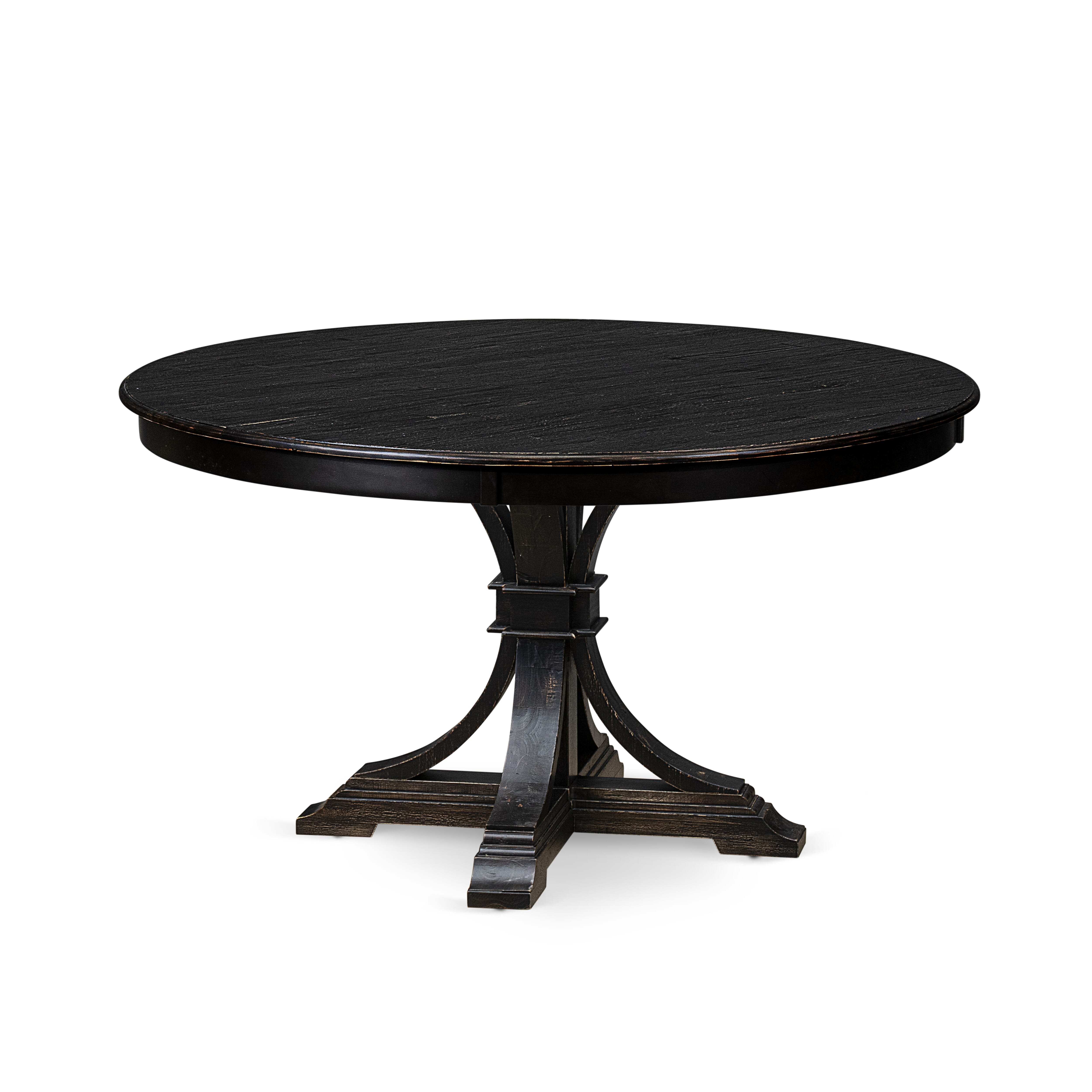 Luxe by East West Furniture - F7CY5-511-33 - 5-piece Dining Room Table Set consists of a Dining Table and 4 Brown Polyester Fabric Padded Chair with High Back - Sand Blasting Black Finish
