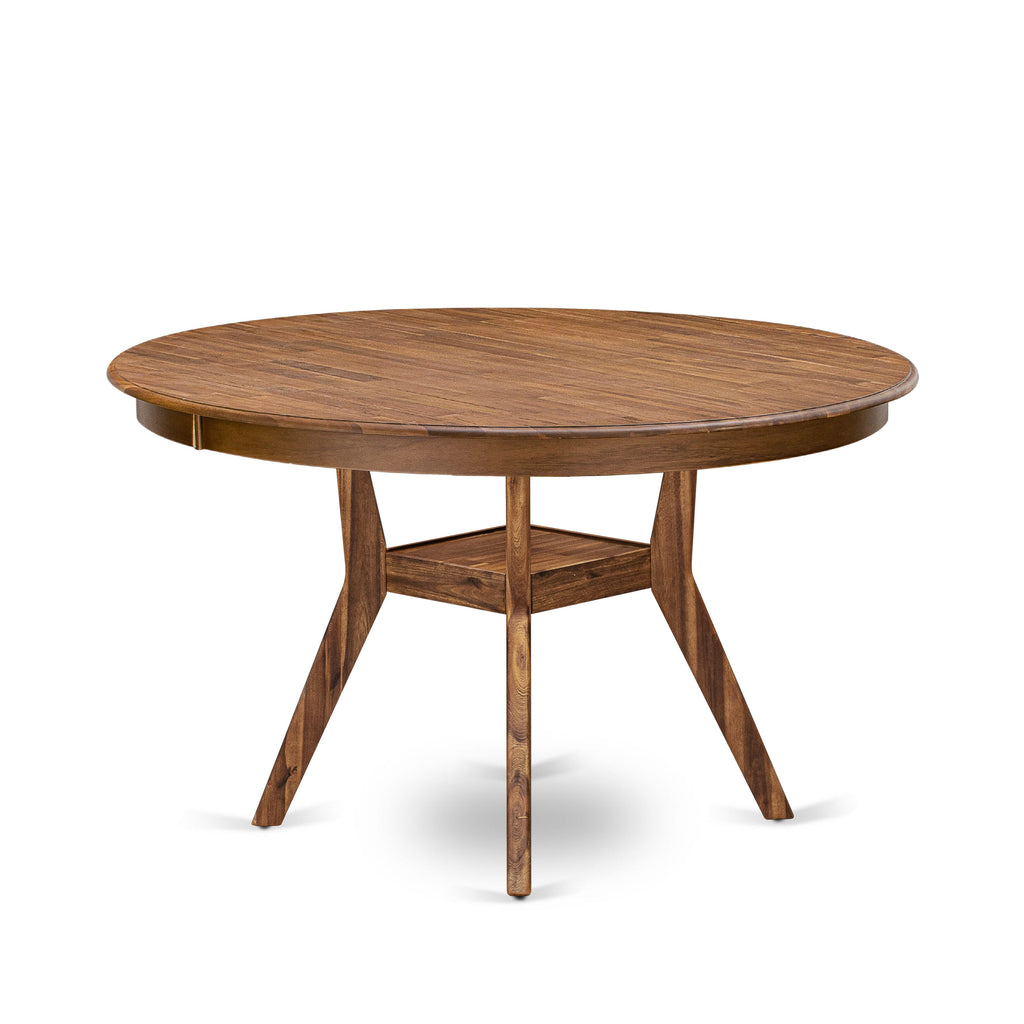 Luxe by East West Furniture F8VE7-50N-04 7 Piece Kitchen Table Set Contains a 54" Round Table with Pedestal and 6 Light Tan Linen Fabric Parson Chairs, Antique Walnut
