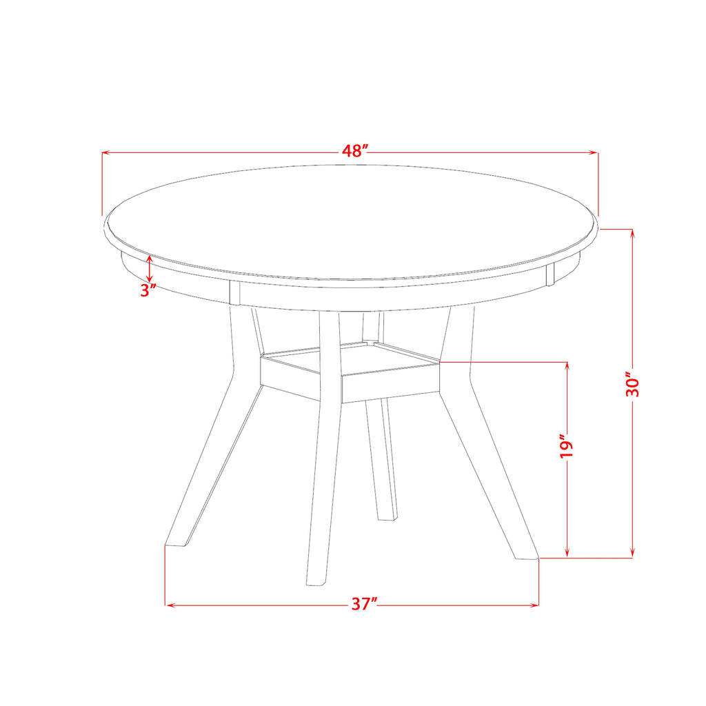 Luxe by East West Furniture F58-11-TP - Kitchen Table with Acacia Wood Round Tabletop – Sand Blasted Black Finish
