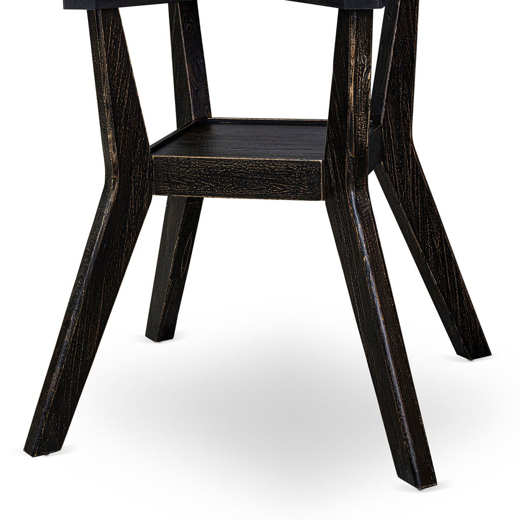 Luxe by East West Furniture F8DA5-511-29 5 Piece Dining Table Set Consists of a 54" Round Table with Pedestal and 4 Navy Blue Faux Leather Parson Chairs, Sand Blasted Black