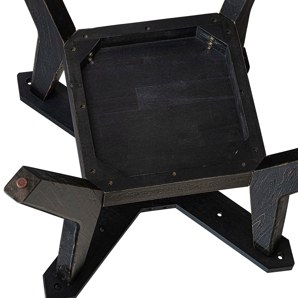Luxe by East West Furniture F8DA5-511-29 5 Piece Dining Table Set Consists of a 54" Round Table with Pedestal and 4 Navy Blue Faux Leather Parson Chairs, Sand Blasted Black