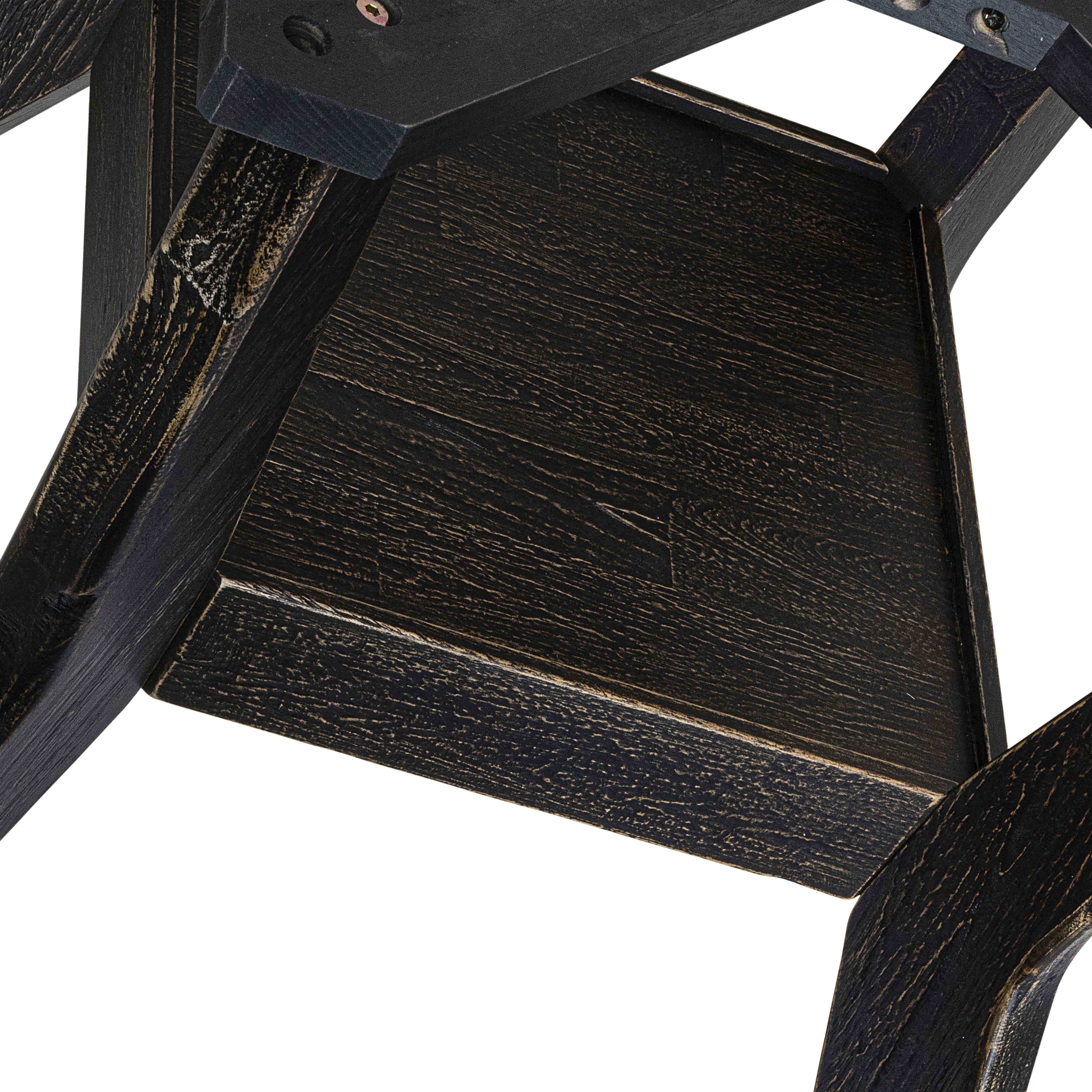 Luxe by East West Furniture - F8MA5-511-34 5-Piece Dinner Table Set Includes a Round Wooden Dining Table and 4 Dark Gray Polyester Chairs with High Back, Sand Blasting Black Finish.