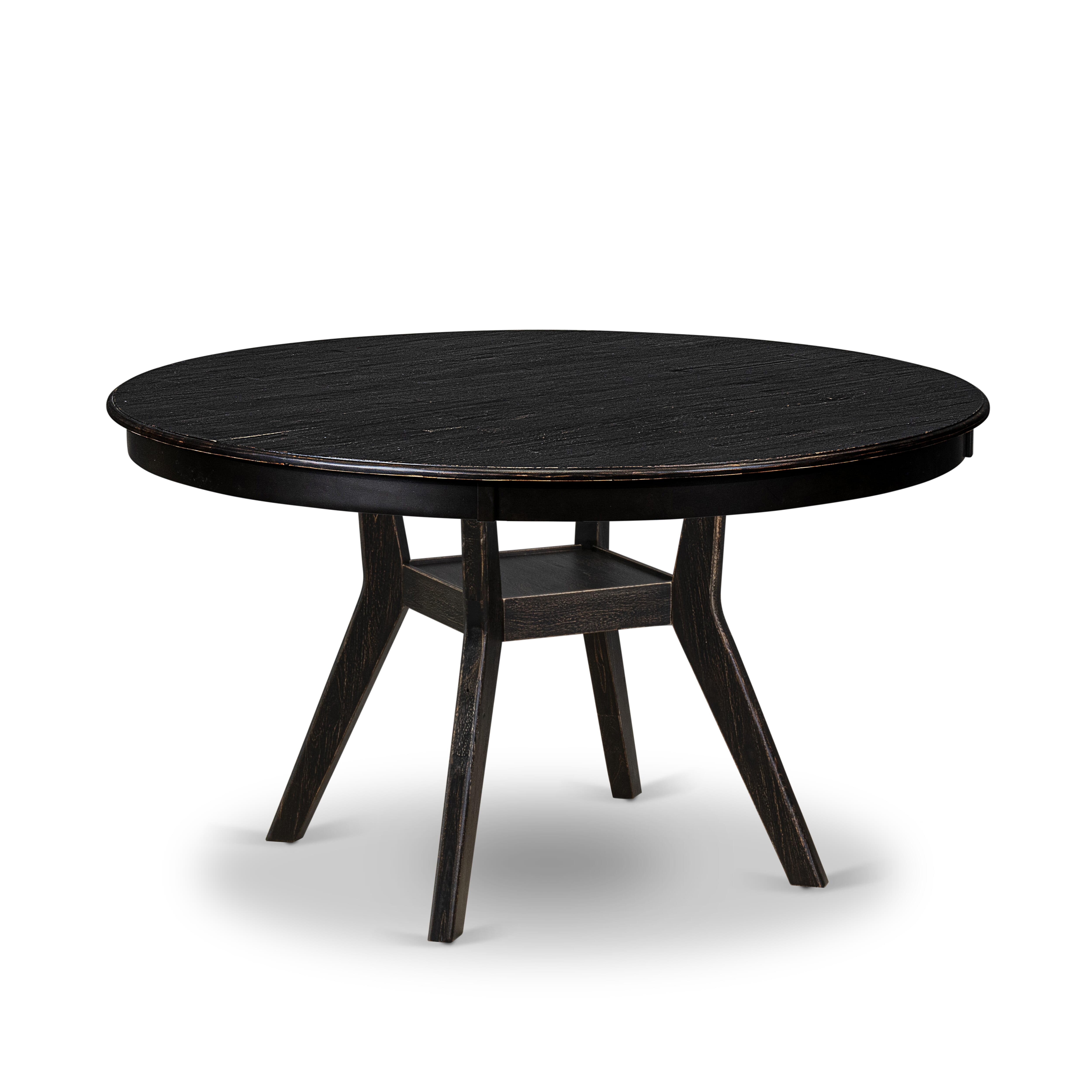 Luxe by East West Furniture - F8TY7-511-33 7-Piece Dining Room Set Contains a Round Kitchen Table and 6 Brown Textured Polyester Chairs with High Back, Sand Blasting Black Finish.