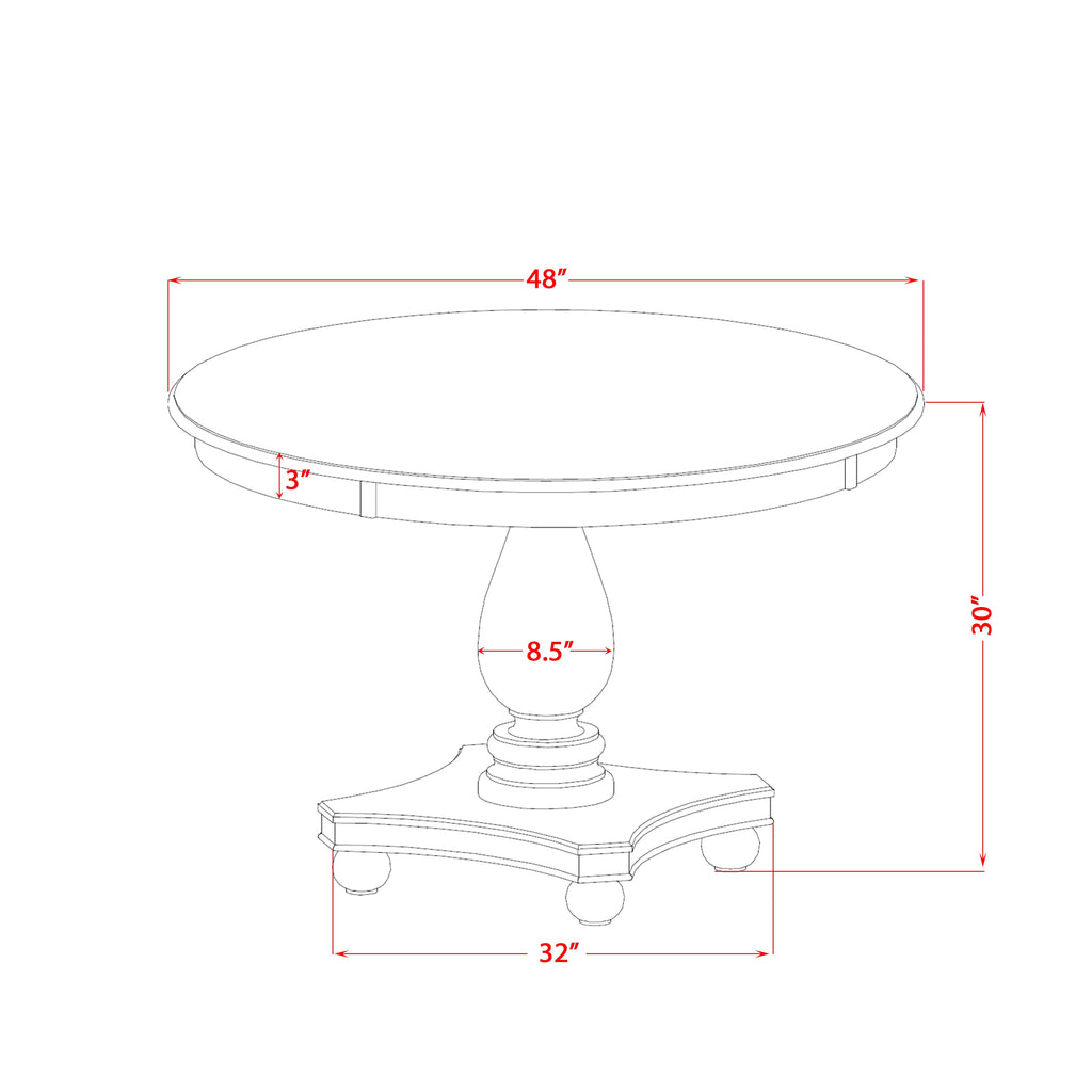 Luxe by East West Furniture F2DA7-411-23 7 Piece Dining Set Contains a 48" Round Kitchen Table with Pedestal and 6 Beige Red Faux Leather Parson Chairs, Sand Blasted Black