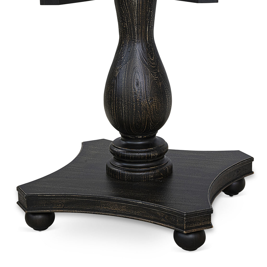 Luxe by East West Furniture F2DA5-411-26 5 Piece Dining Table Set Consists of a 48" Round Table with Pedestal and 4 Burgandy Faux Leather Parson Chairs, Sand Blasted Black